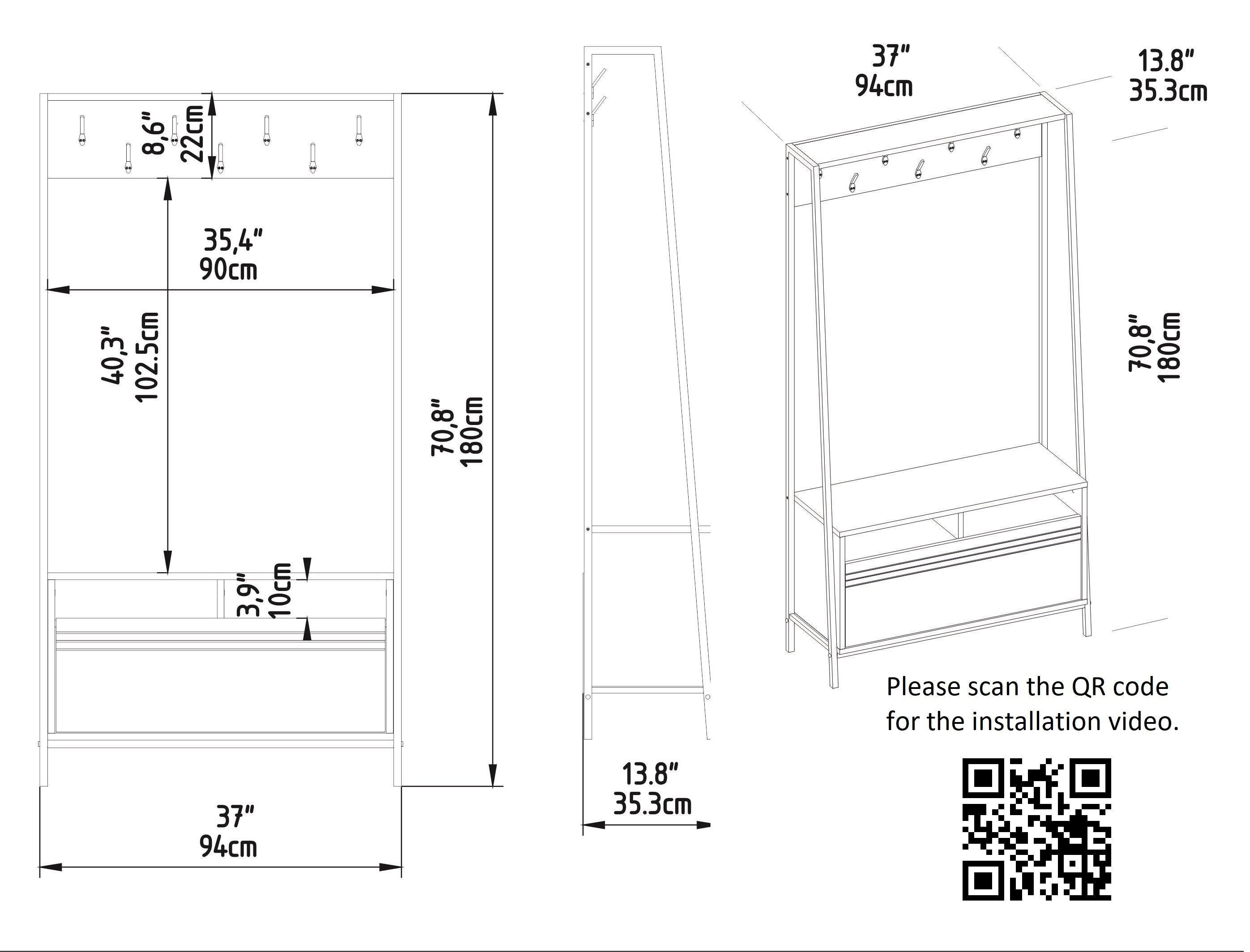 Devin 71" Tall Metal Manufactured Wood Hall Tree with A Cabinet, Bench and Shoe Storage - Decorotika