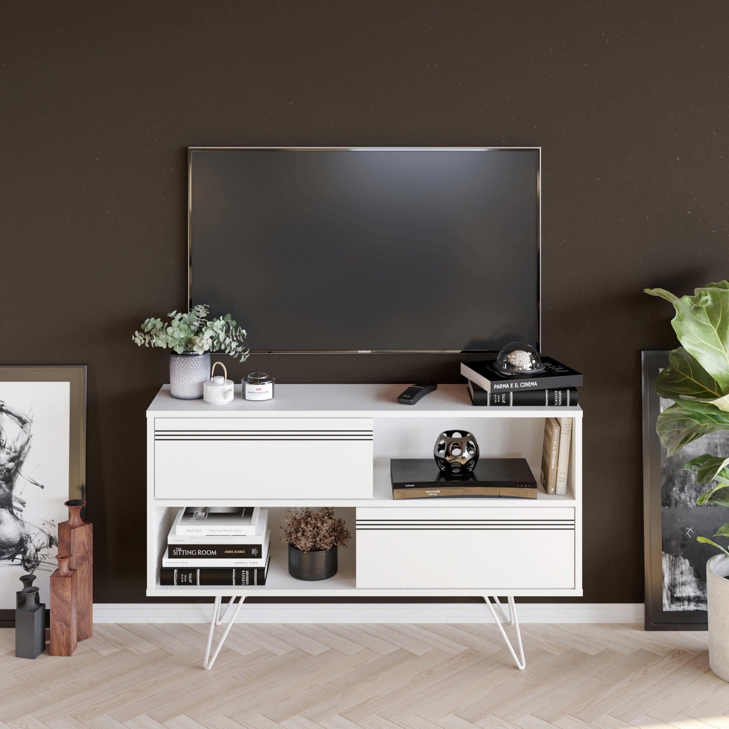 Kerby 47" Wide TV Stand & Media Console with Cabinets & Shelves for TVs up to 55" - Decorotika