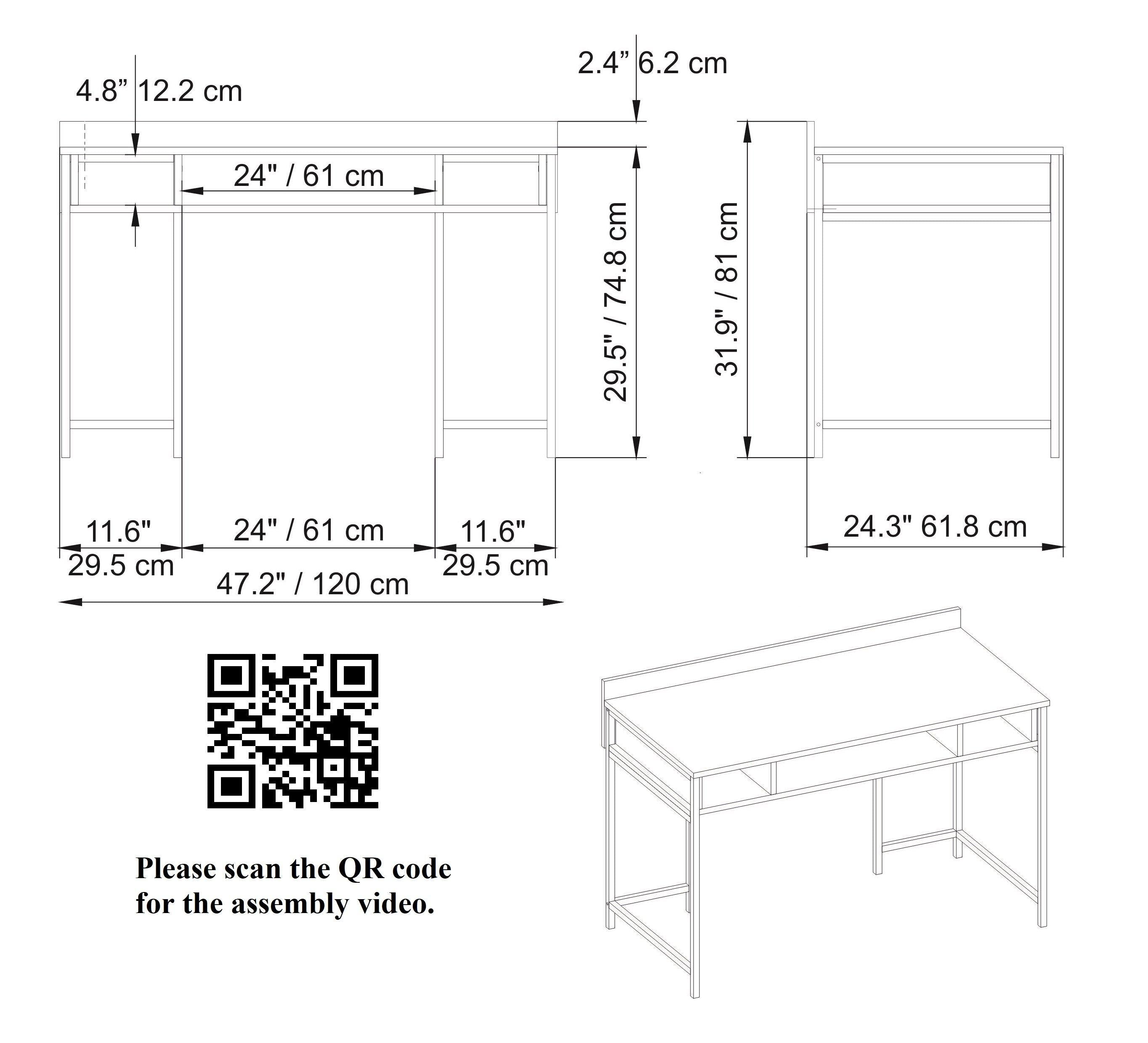 Tumata 47'' Wide Metal Wood Computer Desk with Open Shelves - Decorotika