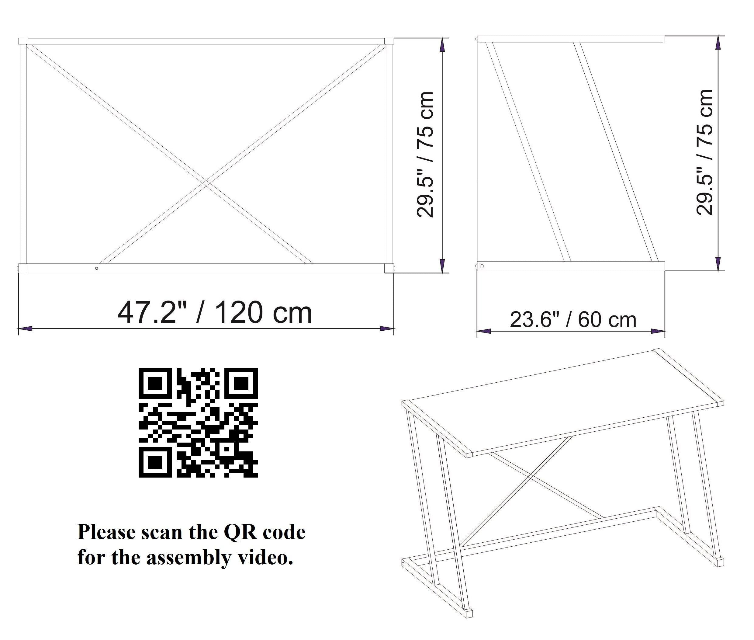 Anemon 47'' Wide Computer Desk with Crossbar Metal Frame - Decorotika