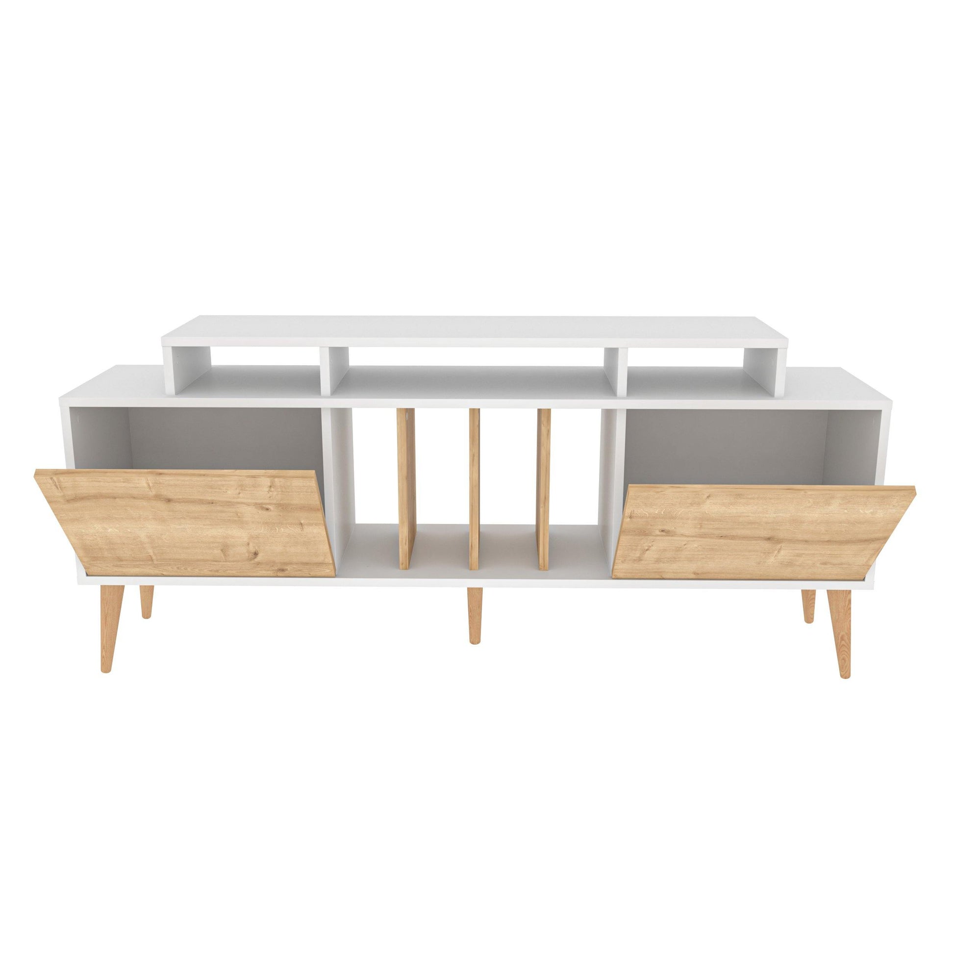 Char 63" TV Stand and Media Console with Cabinets and Shelves for TVs up to 72" - Decorotika