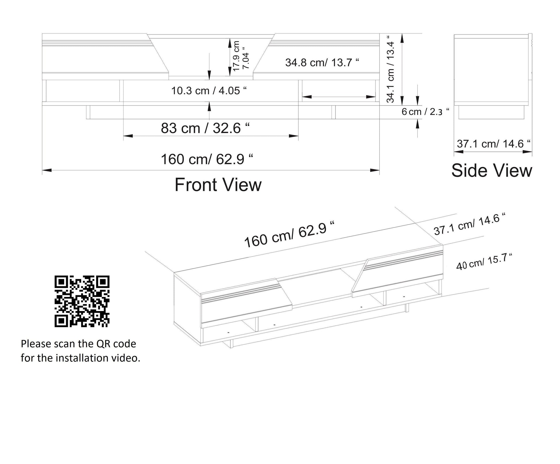 Aspatria 63" TV Stand and Media Console with Cabinets and Shelves fro TVs up to 72" - Decorotika