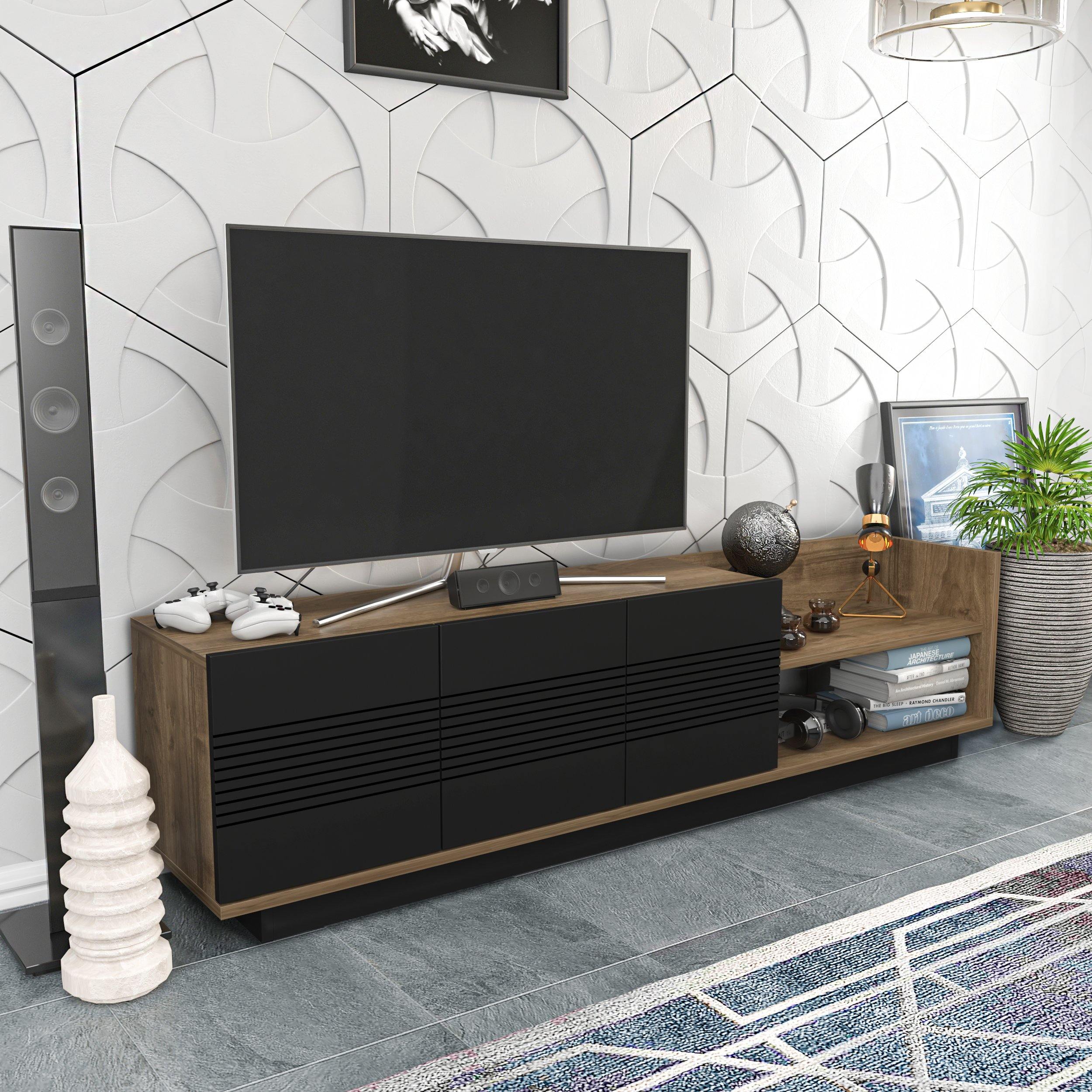 Viano TV Stand and Media Console with A Cabinet and Shelves for TVs up to 47" - Decorotika