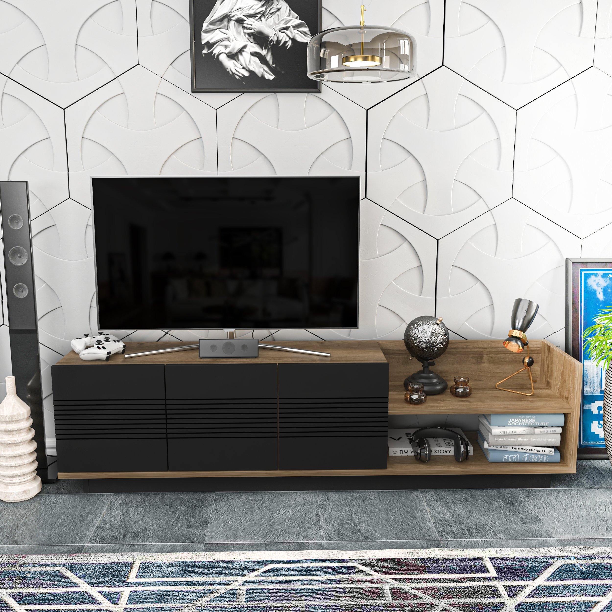 Viano TV Stand and Media Console with A Cabinet and Shelves