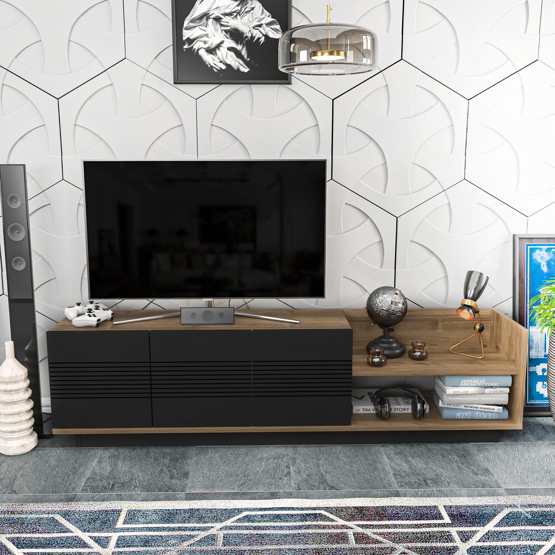 Viano TV Stand and Media Console with A Cabinet and Shelves for TVs up to 47" - Decorotika