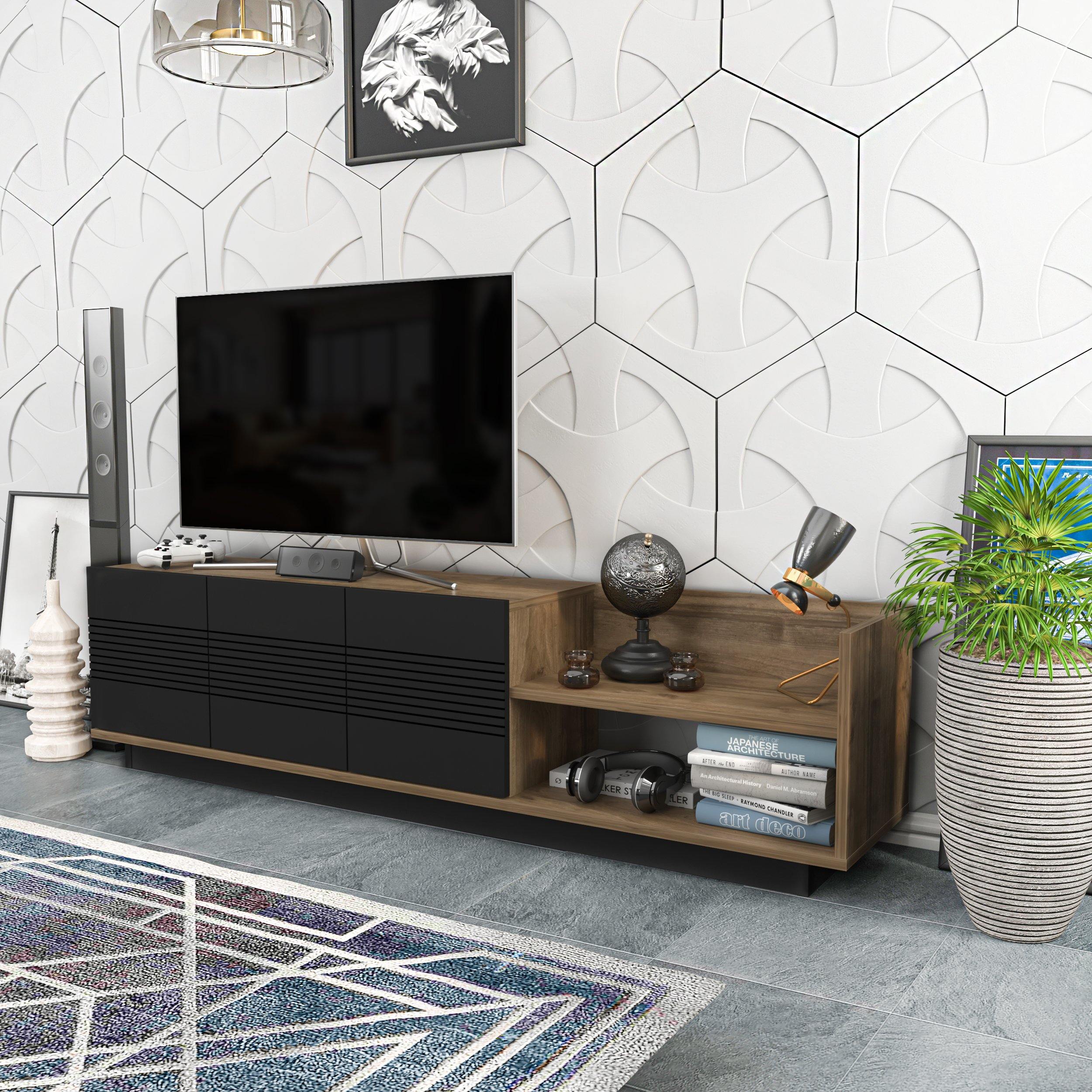 Viano TV Stand and Media Console with A Cabinet and Shelves