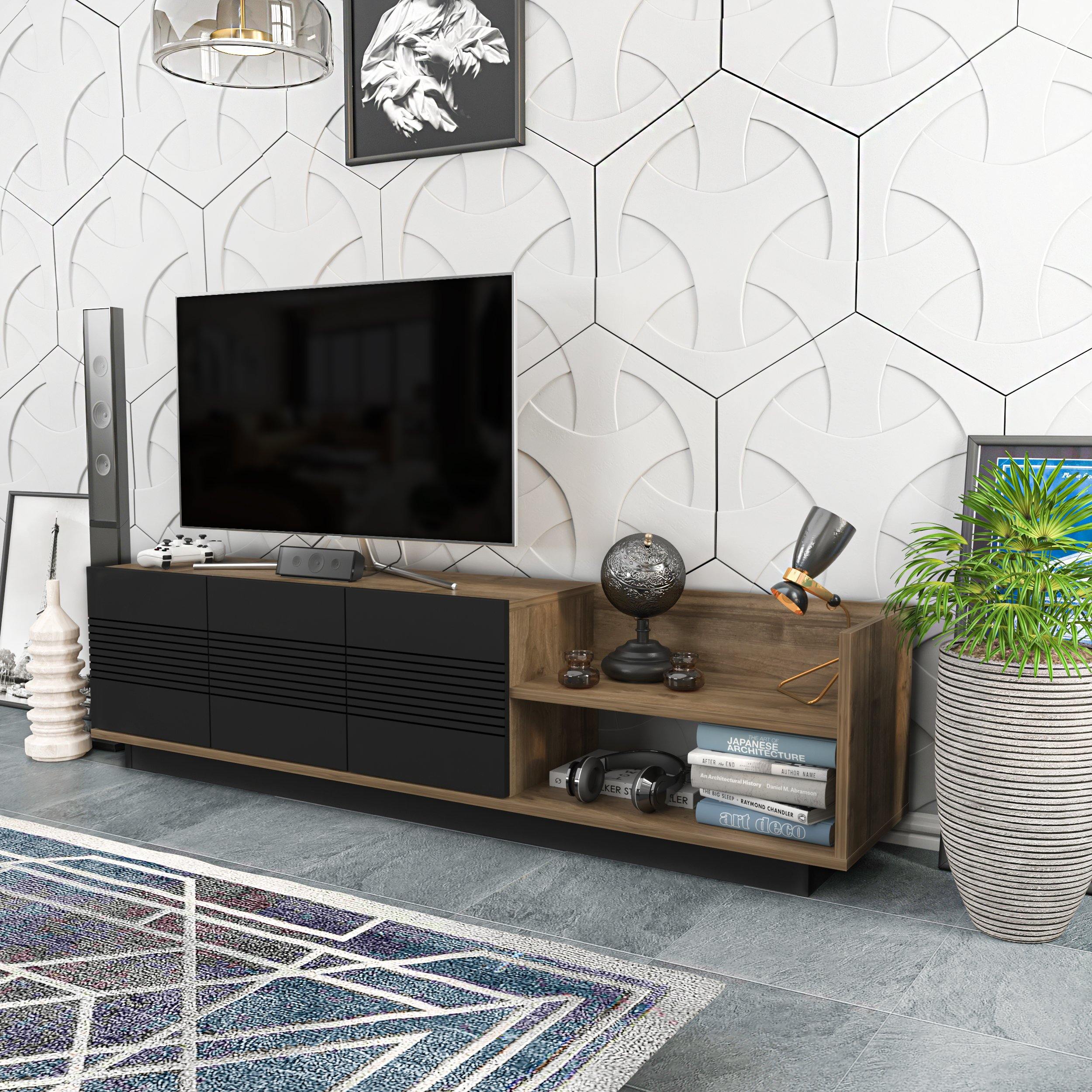 Viano TV Stand and Media Console with A Cabinet and Shelves for TVs up to 47" - Decorotika