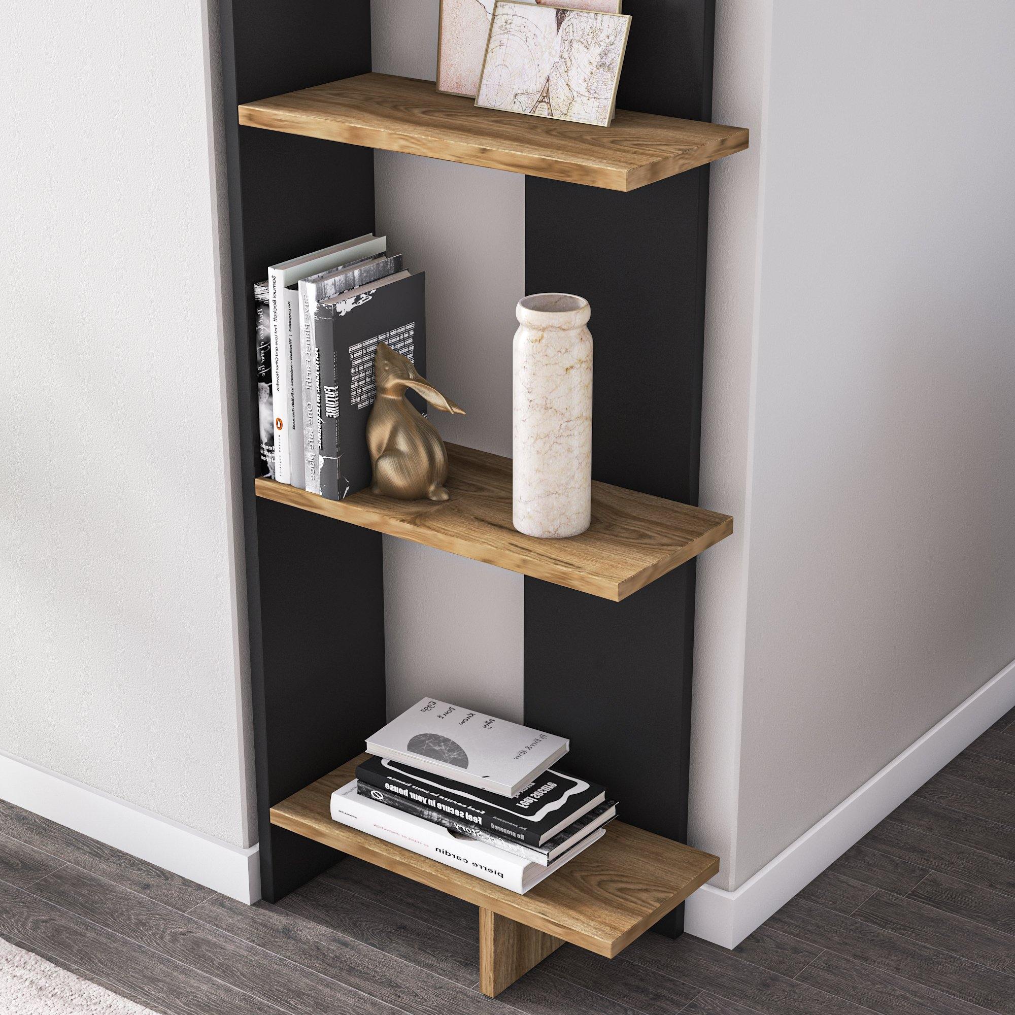 Alice 67” Corner Bookcase – 5-Tier Narrow L-Shaped Wall-Mounted