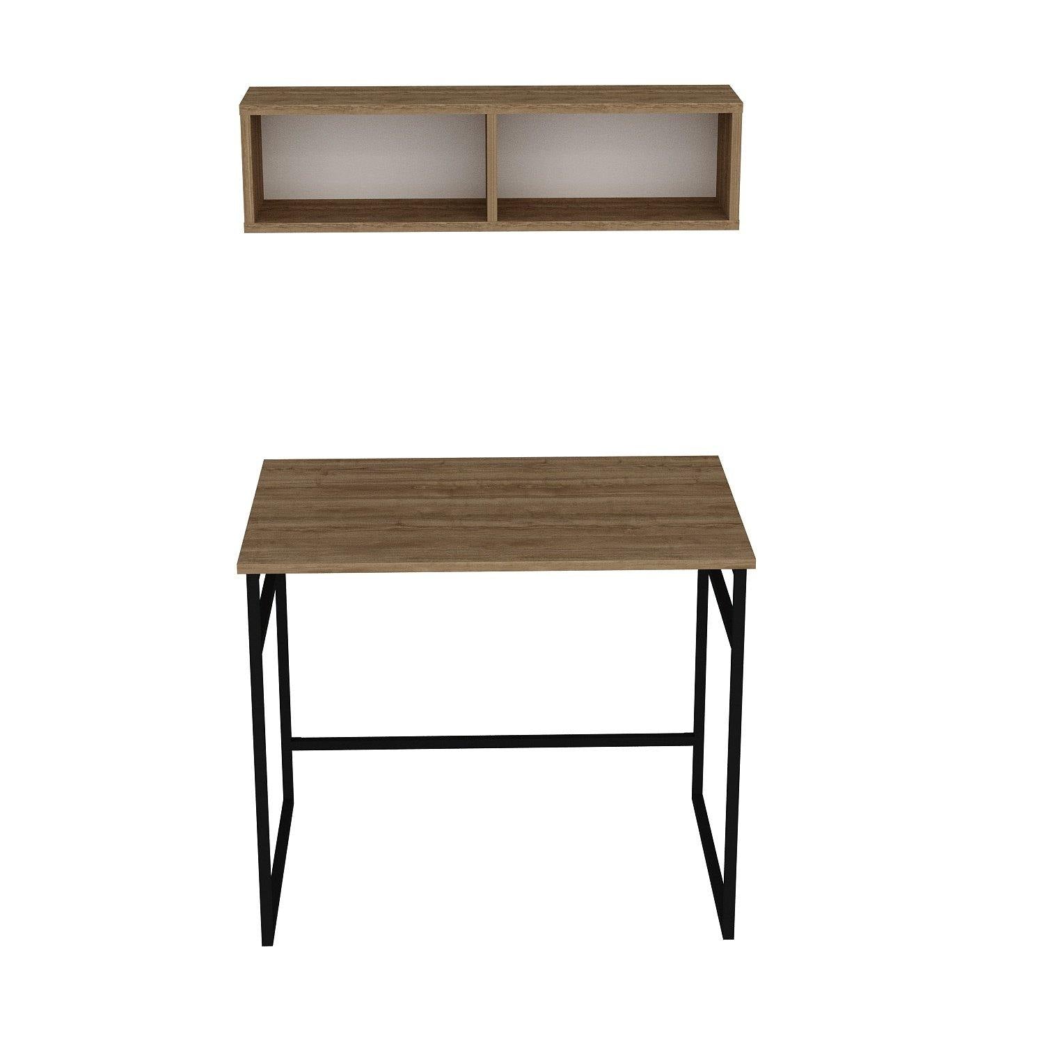 Gama 35" Wide Computer Desk with a Wall Cubby Shelf - Decorotika