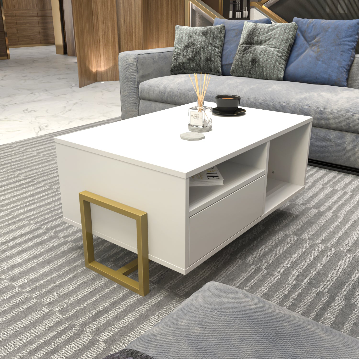 Utopia 35" Wide Coffee Table with Storage Cabinet