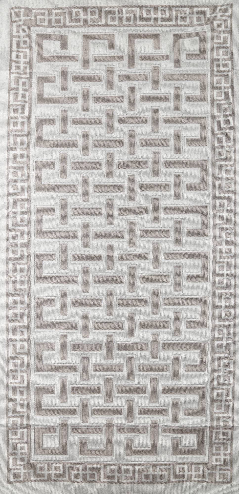 Labyrinth 100% Cotton Washable Area Rug - Light Gray and Off-White - Decorotika