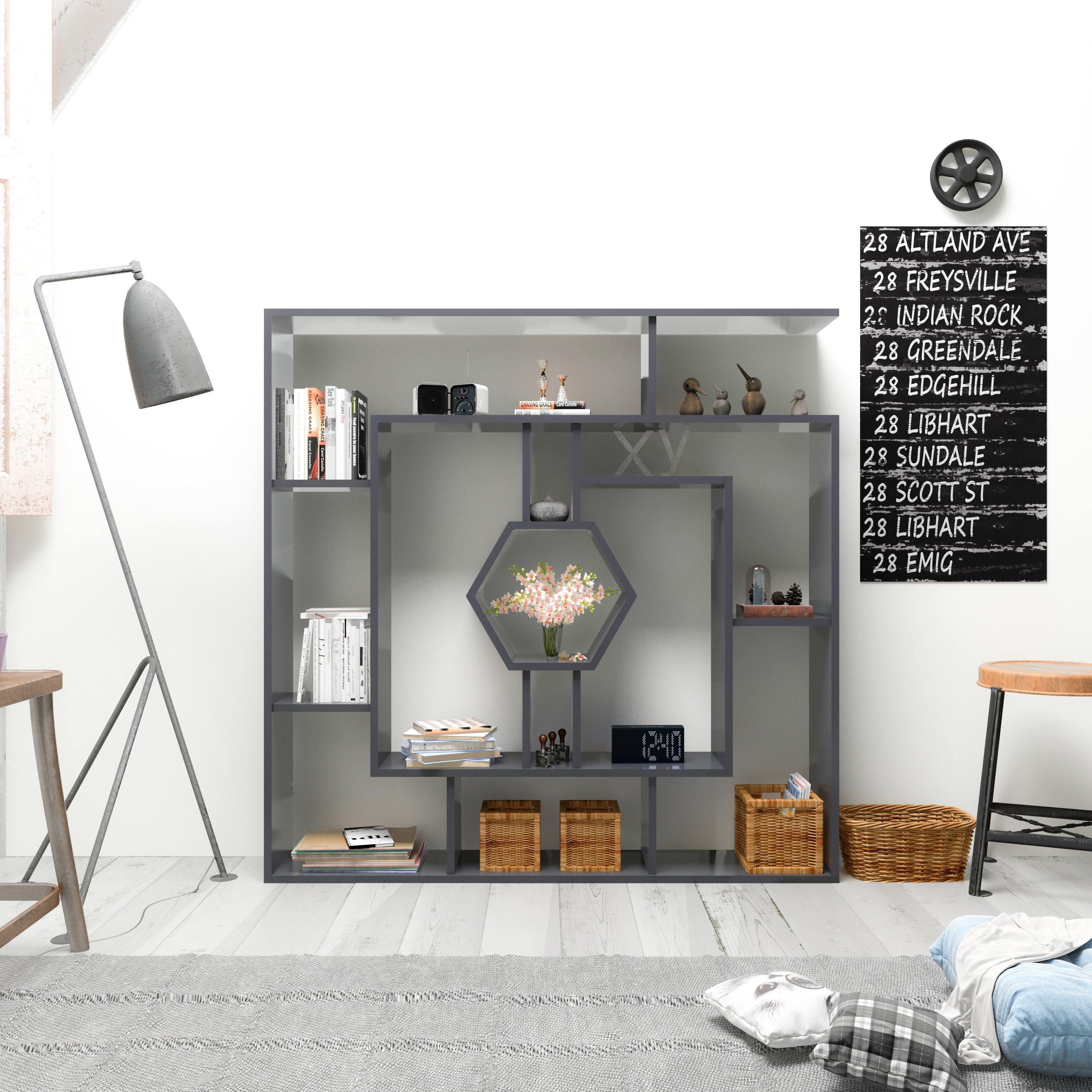 Labrina 53" Tall Unique Geometric Bookcase - Decorotika