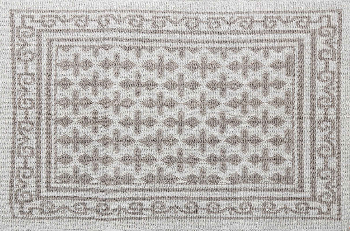 Pearl 100% Turkish Cotton Sanforized Washable Bohemian Area Rug - Light Gray and Off-White - Decorotika