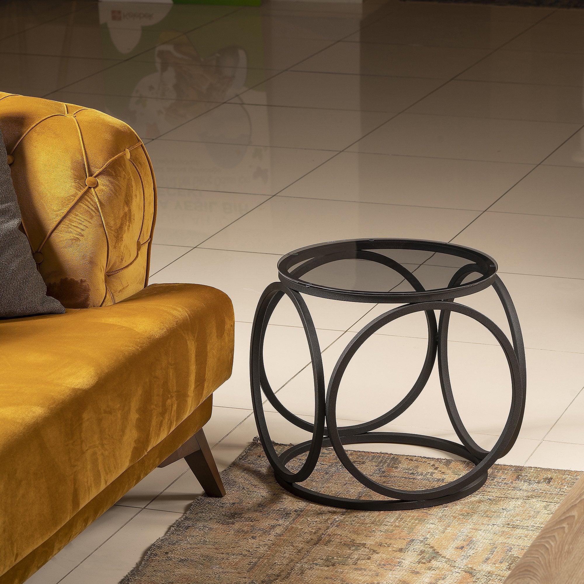 Mimo Metal & Tempered Glass Side End Table - Decorotika