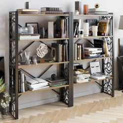Lidya 58'' Tall Metal Wood Accent Bookcase - Decorotika