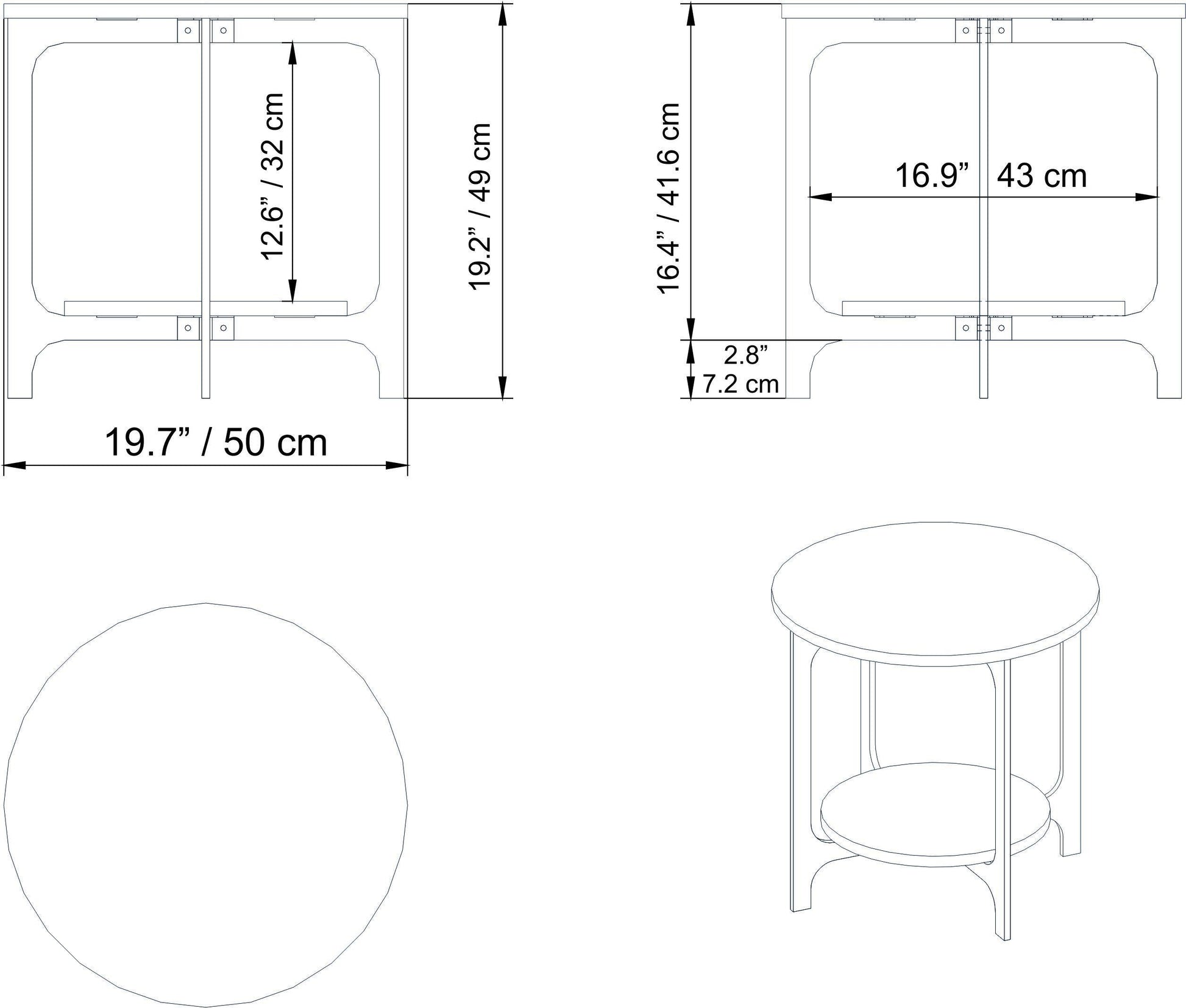 Versy Two-Layered Metal Wood Round Side End Table - Decorotika