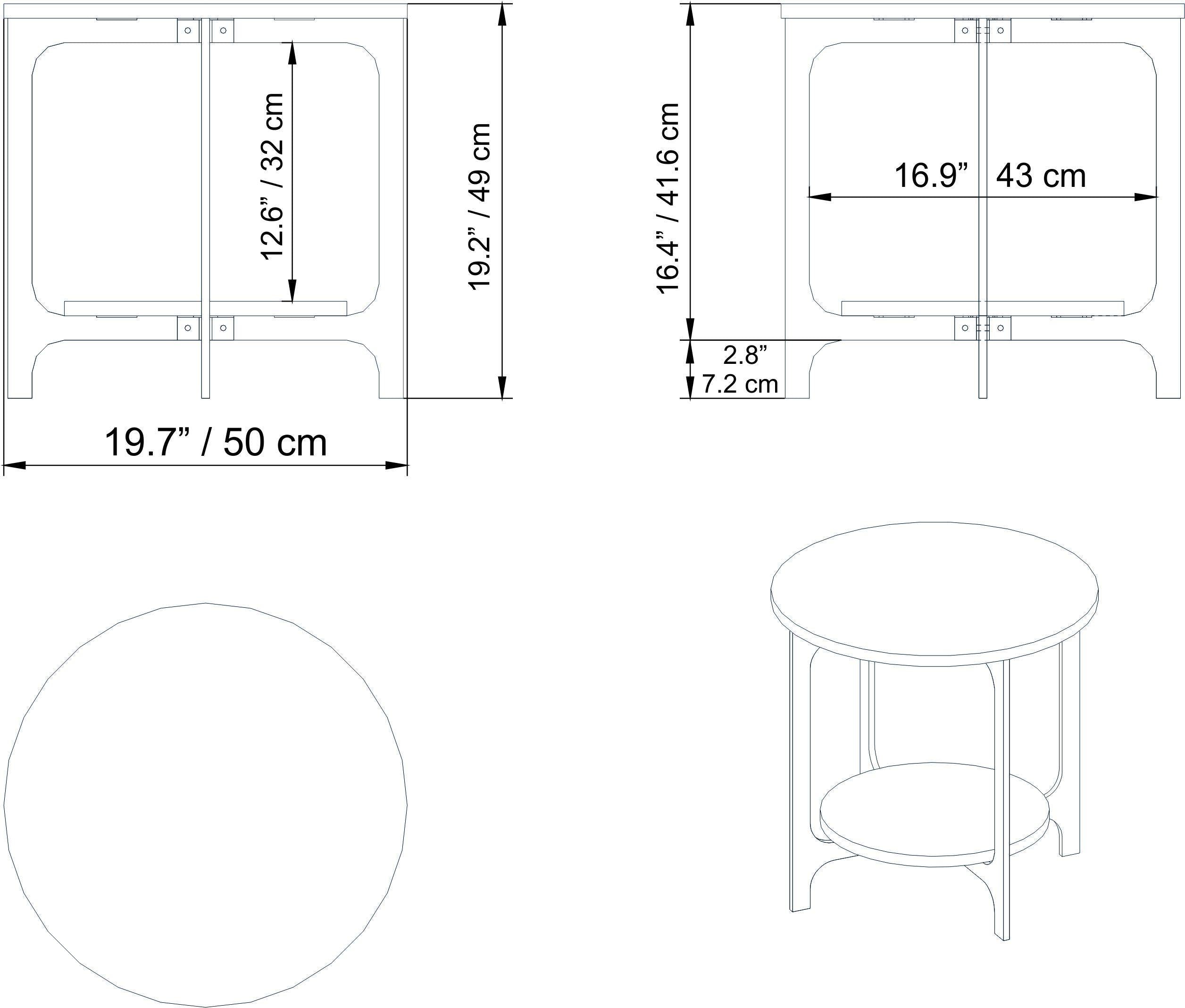 Versy Two-Layered Metal Wood Round Side End Table - Decorotika