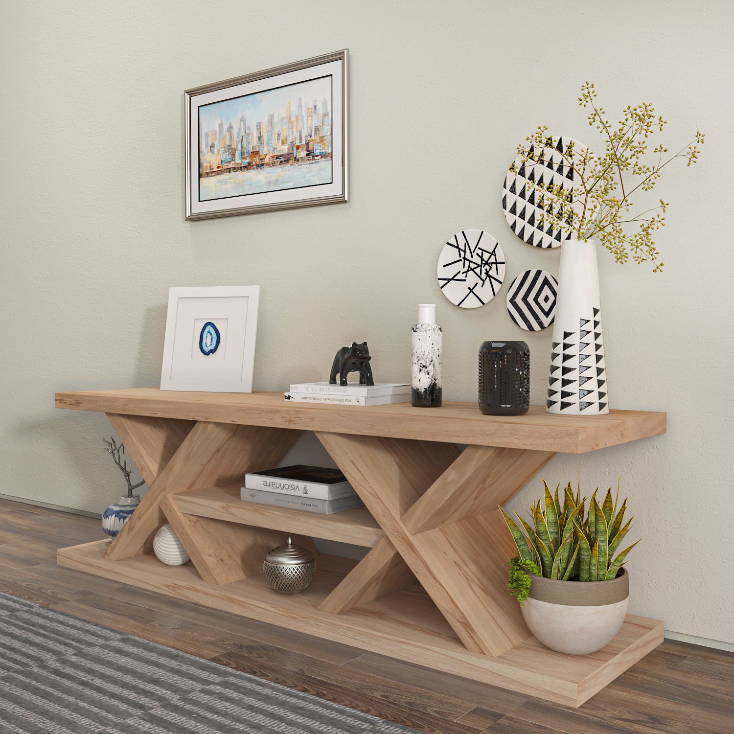 Massi 55'' Solid Wood TV Stand Console Table