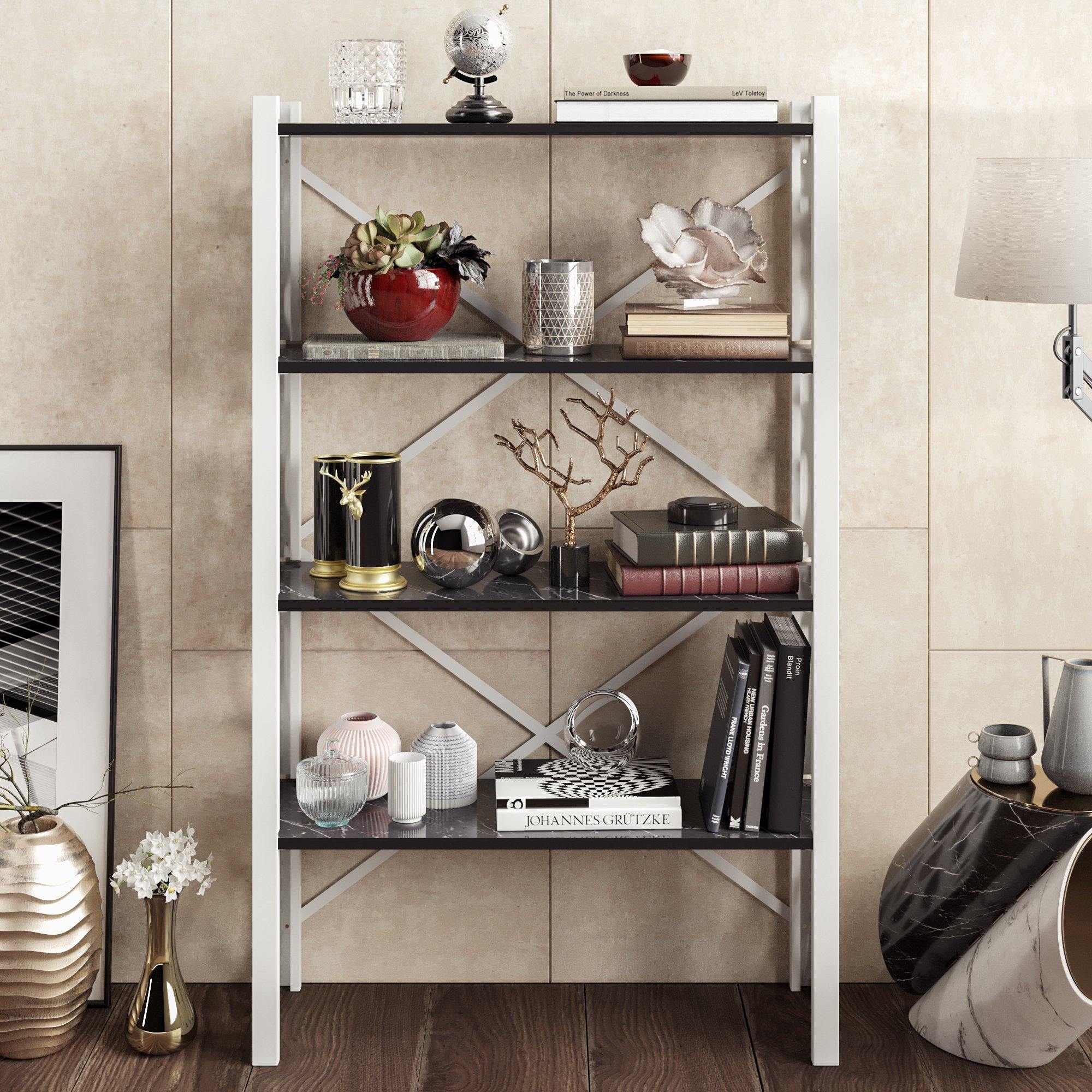 Toungfu 58'' Tall Metal Wood Accent Bookcase - Decorotika