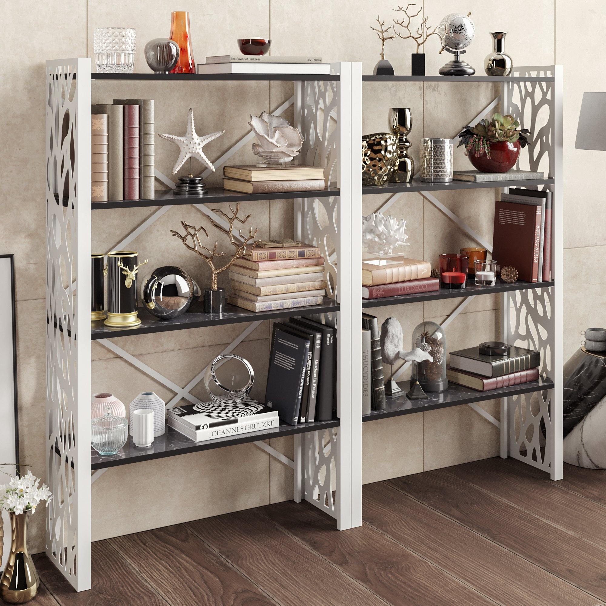 Toungfu 58'' Tall Metal Wood Accent Bookcase - Decorotika