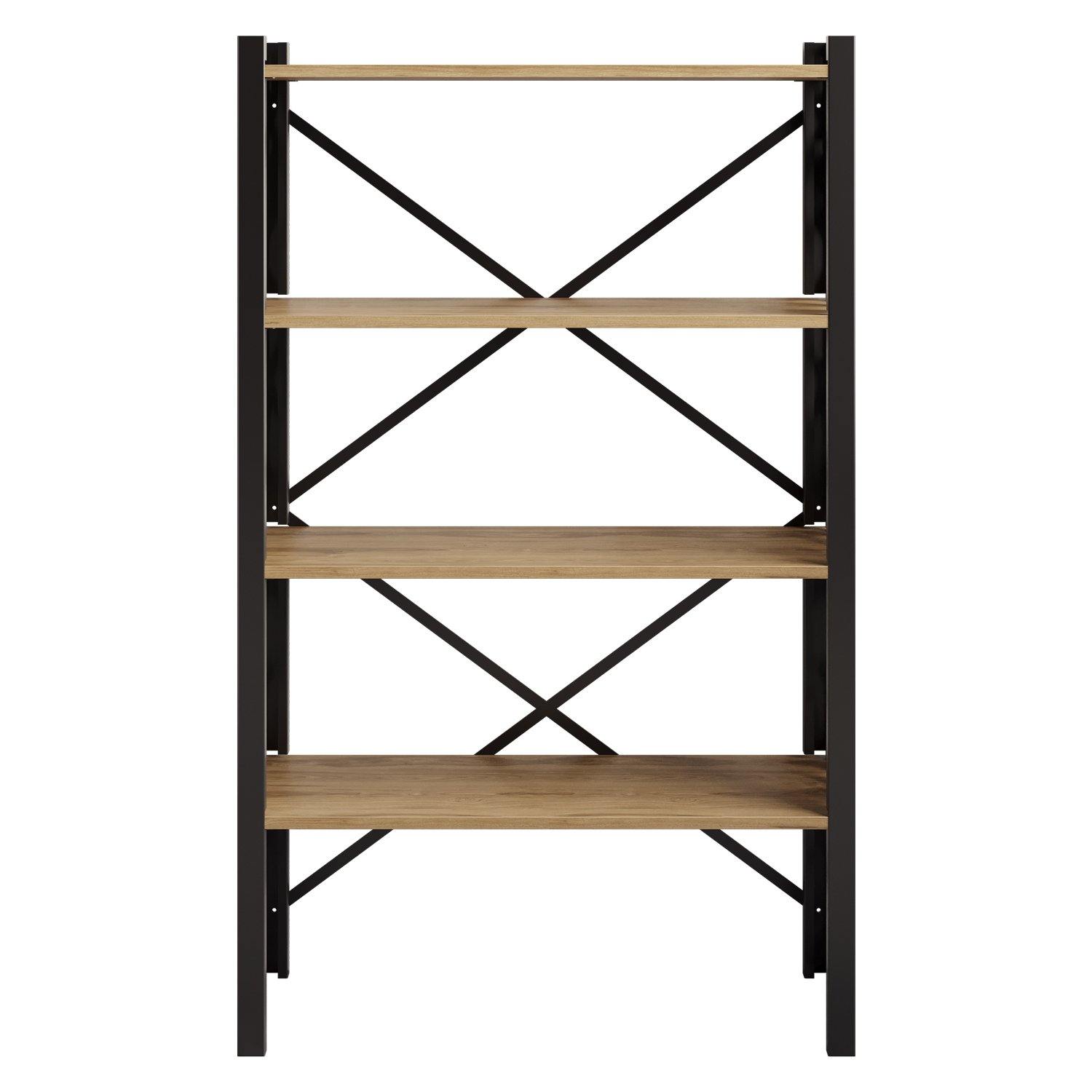 Toungfu 58'' Tall Metal Wood Accent Bookcase - Decorotika