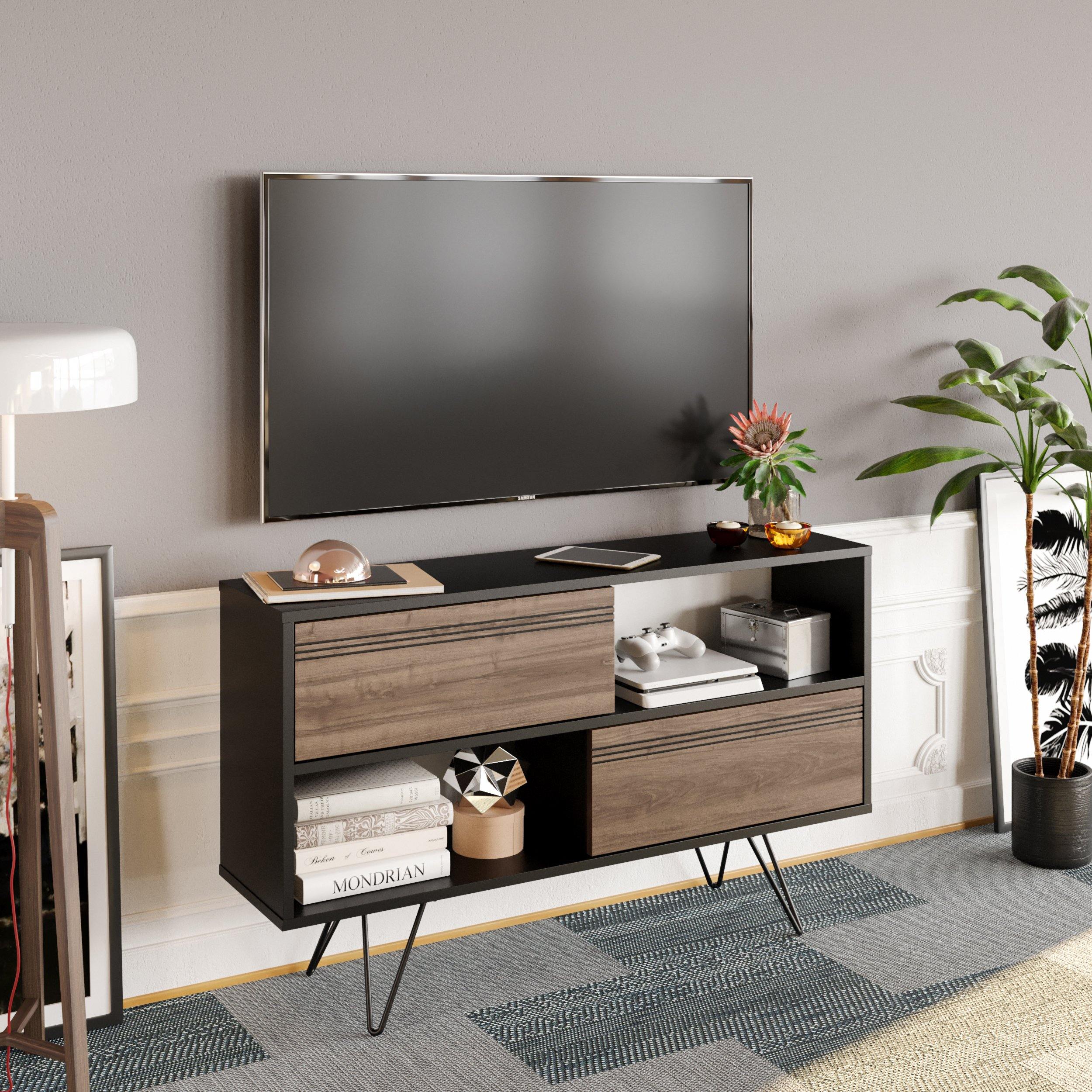 Kerby 47" Wide TV Stand & Media Console with Cabinets & Shelves for TVs up to 55" - Decorotika