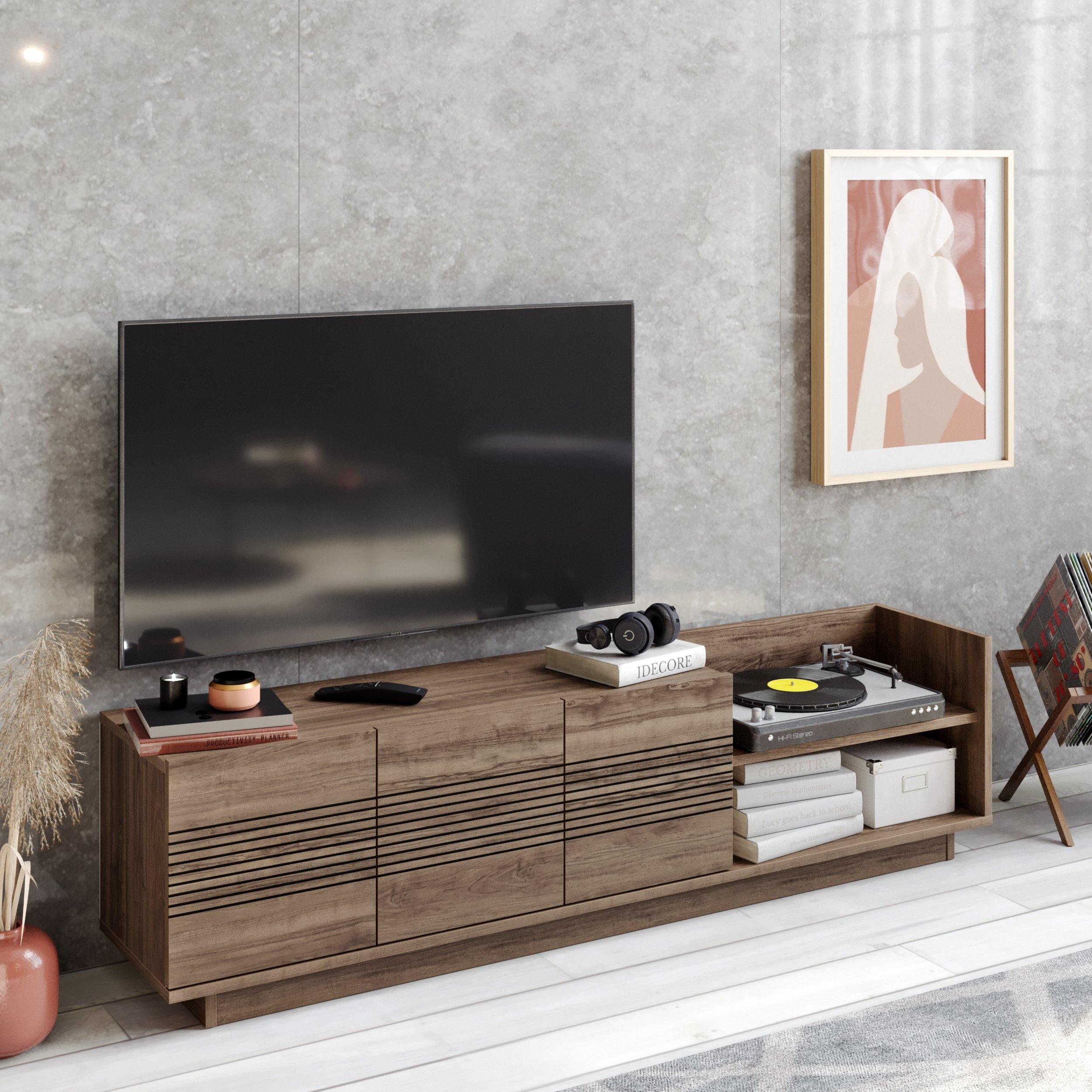 Viano TV Stand and Media Console with A Cabinet and Shelves for TVs up to 47" - Decorotika