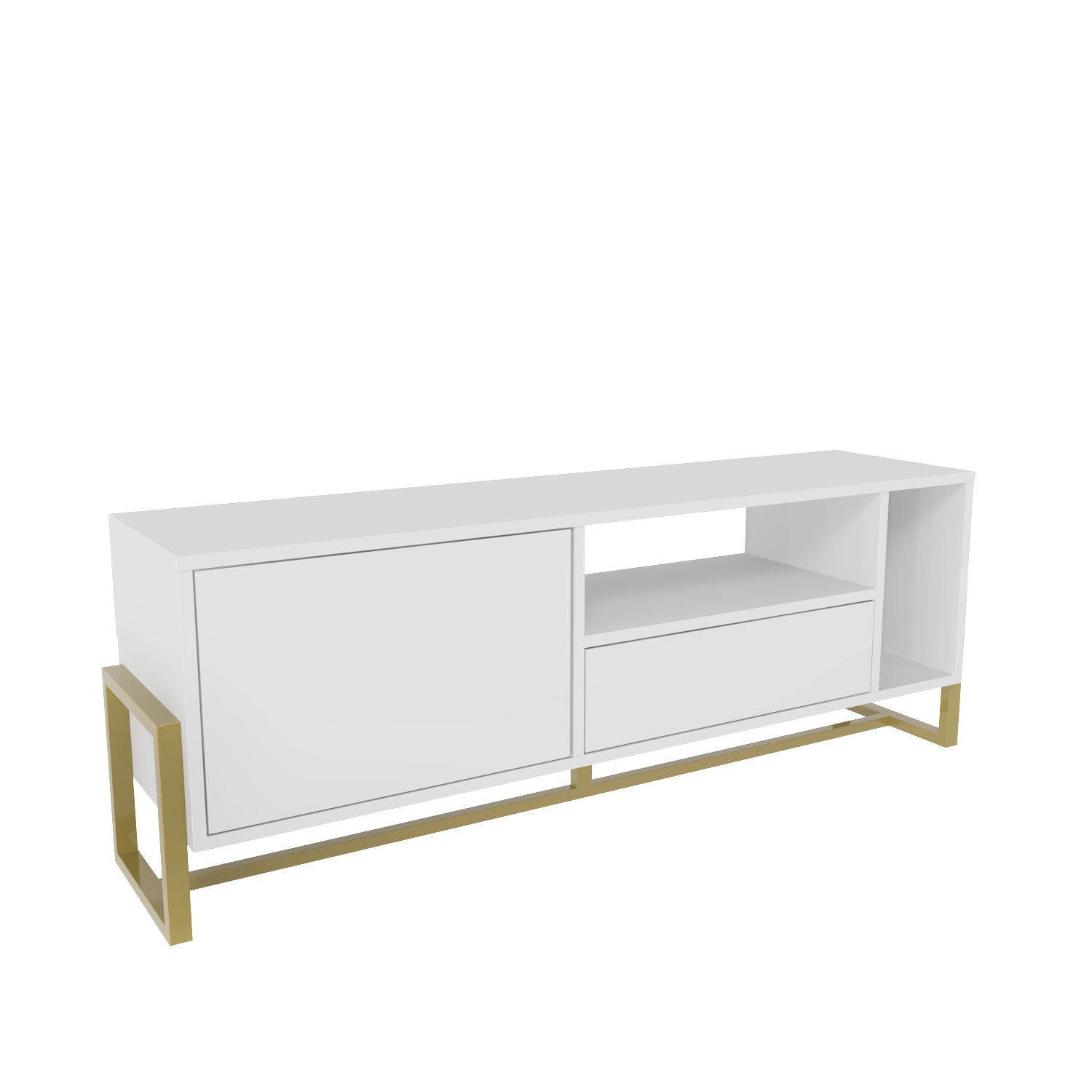 Utopia 55.1" Wide Modern TV Stand with Metal Legs | TV Console with Storage Cabinet