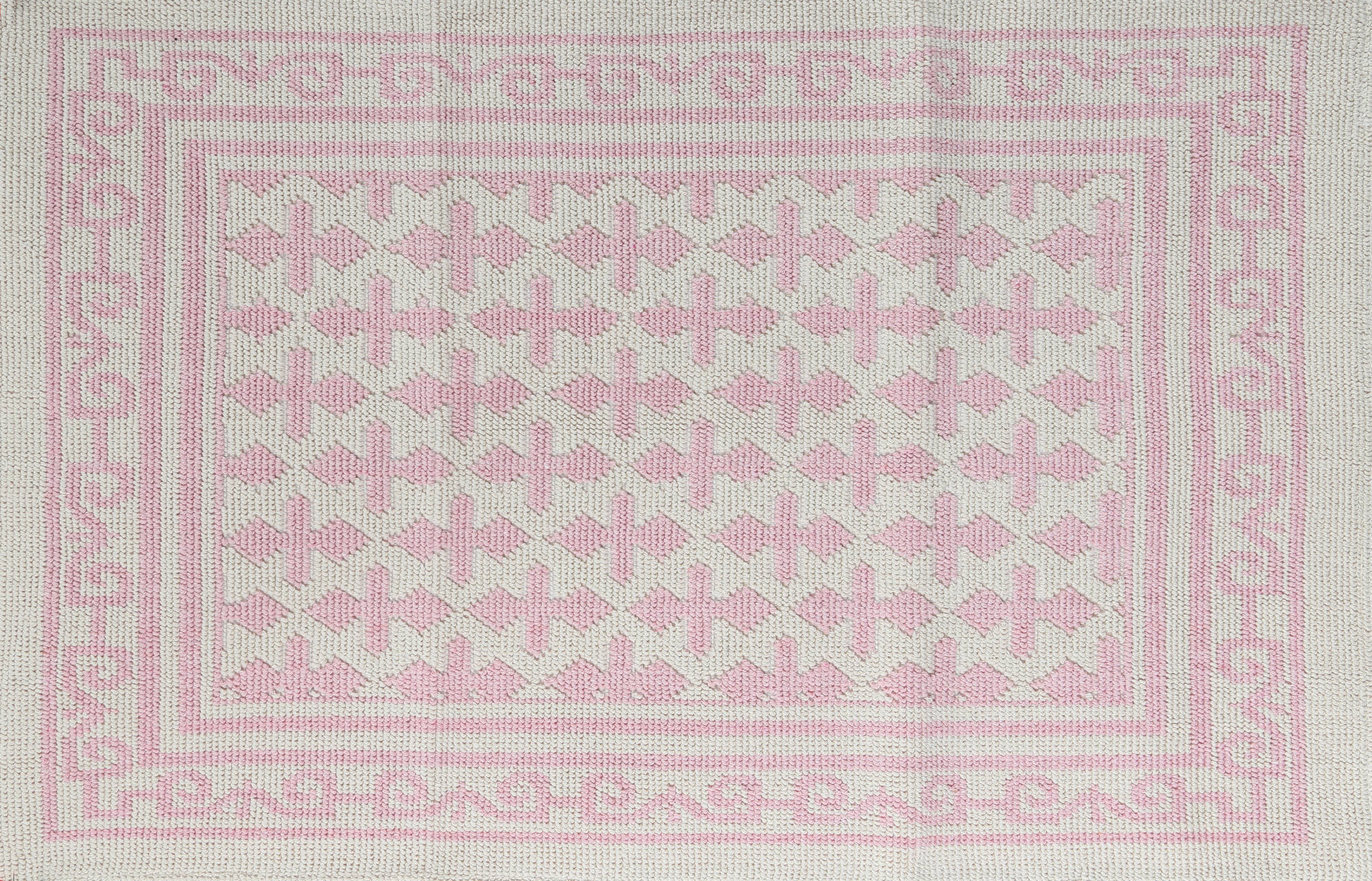 Pearl 100% Cotton Washable Bohemian Area Rug - Light Pink and Off-White - Decorotika