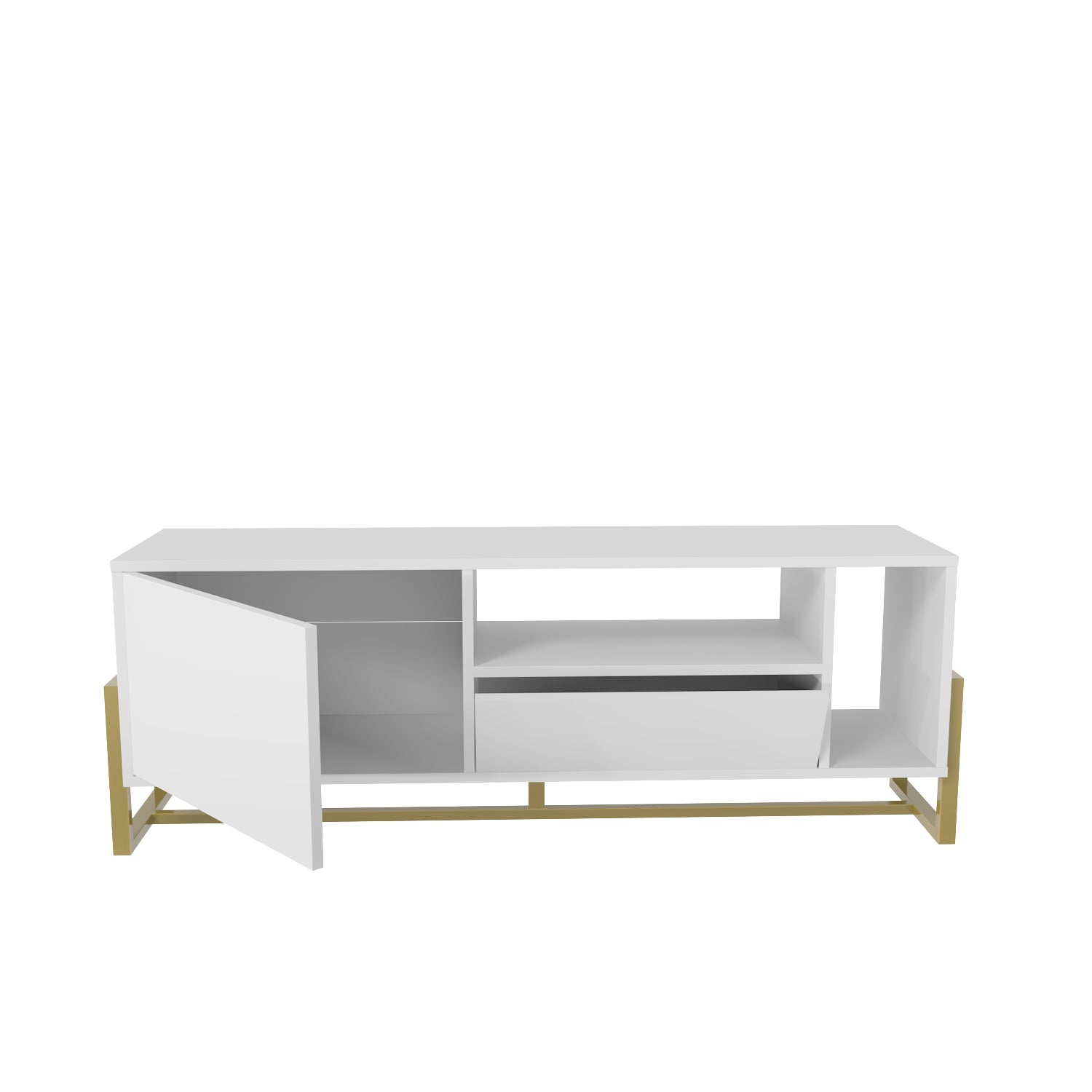 Utopia 55.1" Wide Modern TV Stand with Metal Legs | TV Console with Storage Cabinet