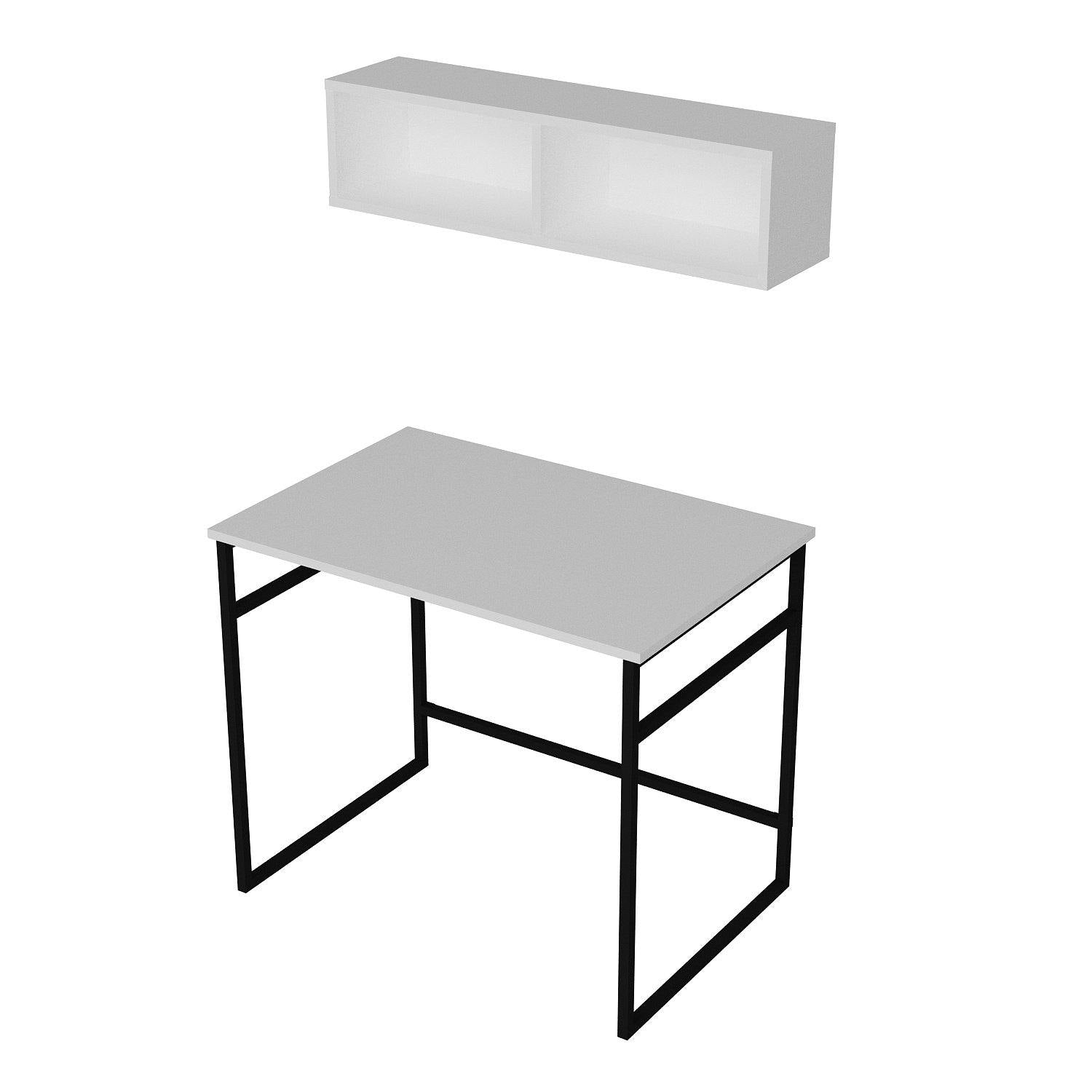 Gama 35" Wide Computer Desk with a Wall Cubby Shelf - Decorotika