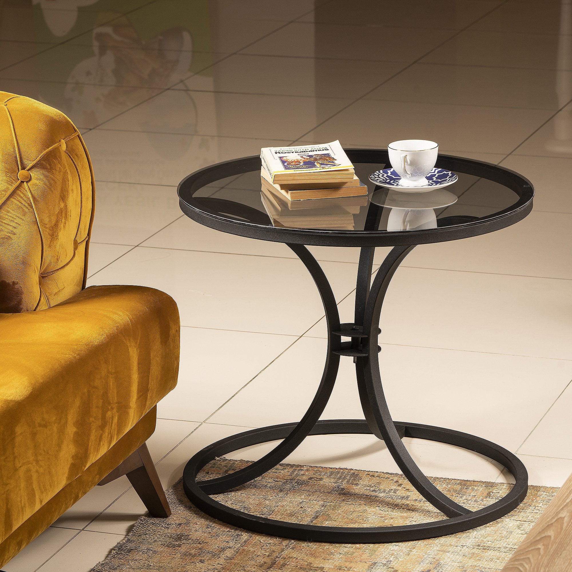 Corleone Metal & Tempered Glass Side End Table - Decorotika