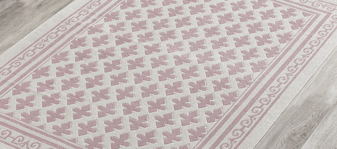 Pearl 100% Cotton Washable Bohemian Area Rug - Light Pink and Off-White - Decorotika