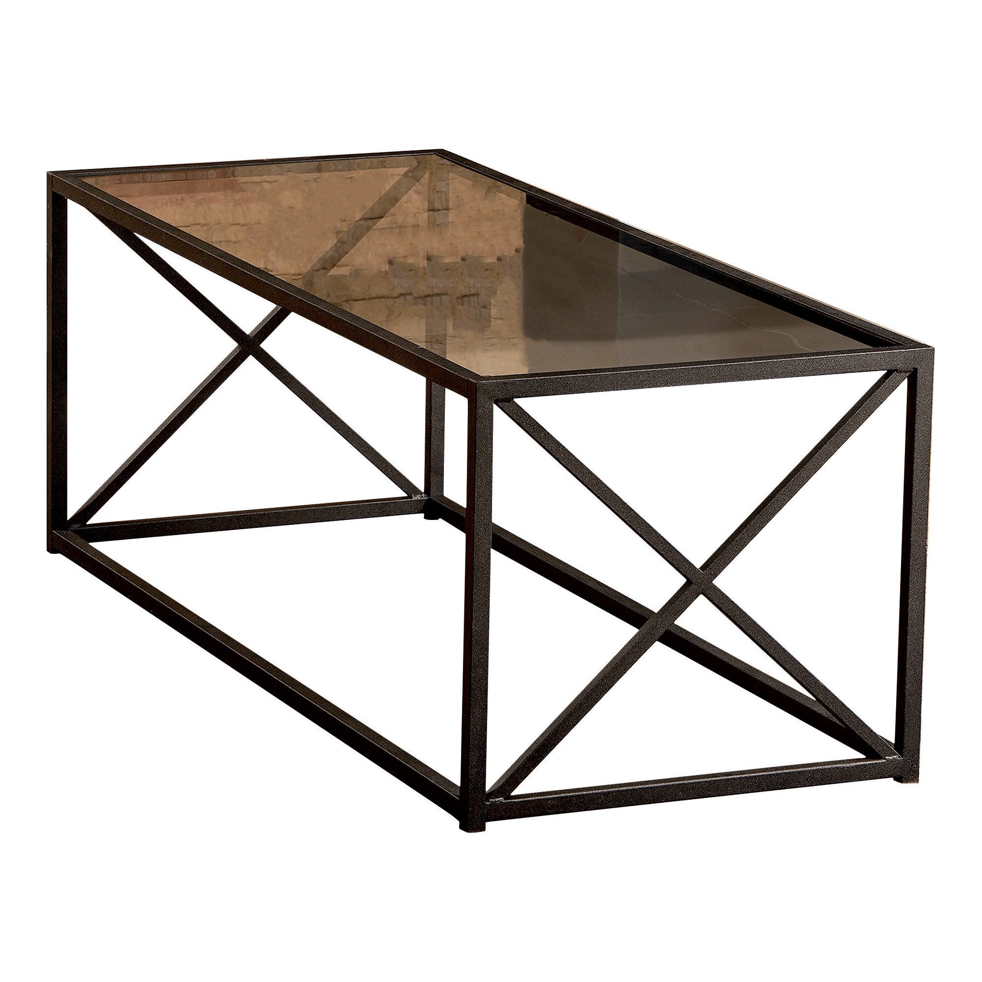 Geises 47'' Wide Metal & Tempered Glass Coffee Table - Decorotika