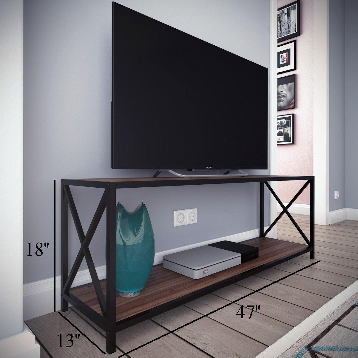 Xena 47'' Wide Metal Wood TV Stand & Media Console Table for TVs up to 55'' - Decorotika