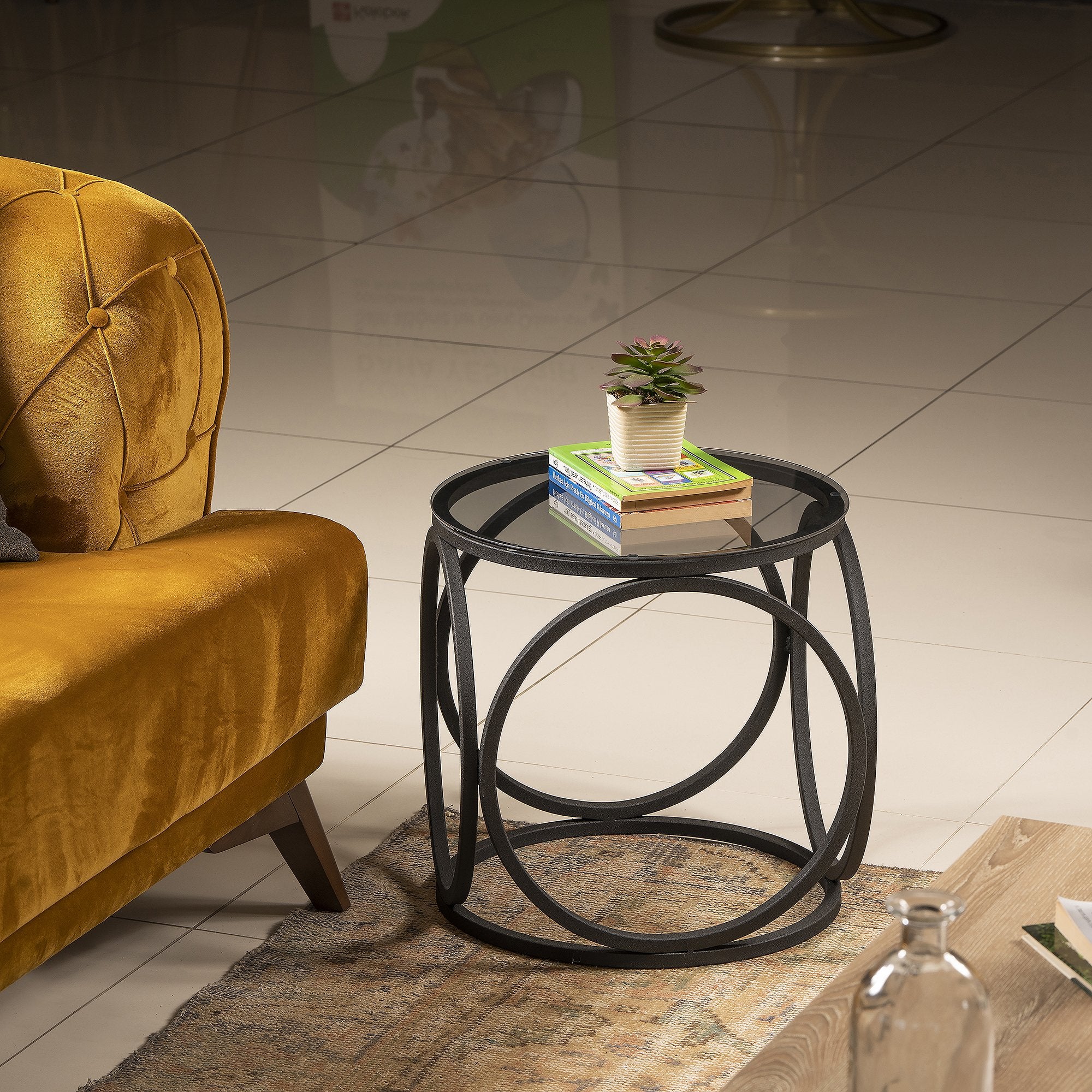 Mimo Metal & Tempered Glass Side End Table - Decorotika