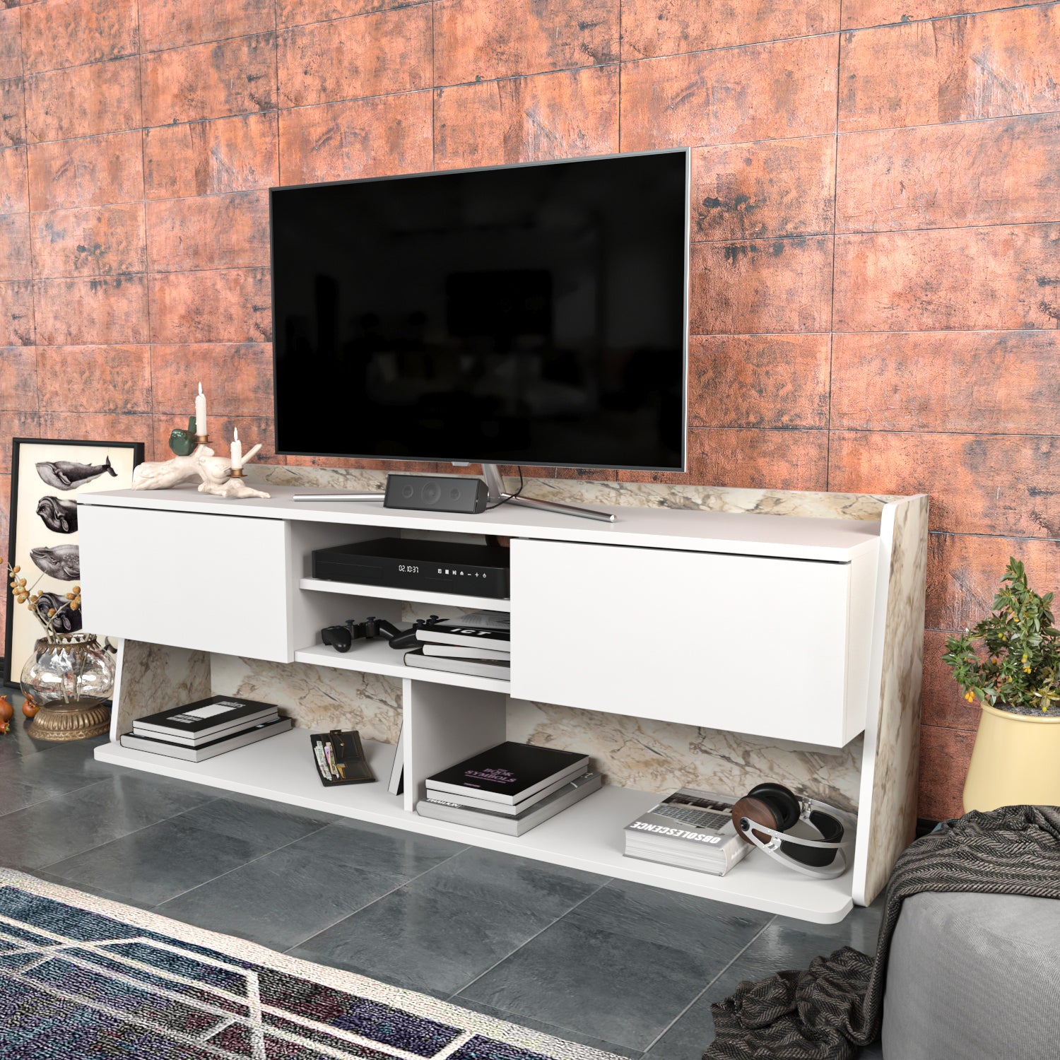 PICAS TV STAND WHITE EPHESUS