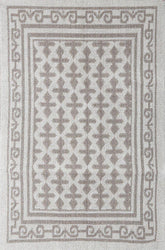 Pearl 100% Turkish Cotton Sanforized Washable Bohemian Area Rug - Light Gray and Off-White - Decorotika