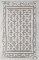 Pearl 100% Turkish Cotton Sanforized Washable Bohemian Area Rug - Light Gray and Off-White - Decorotika