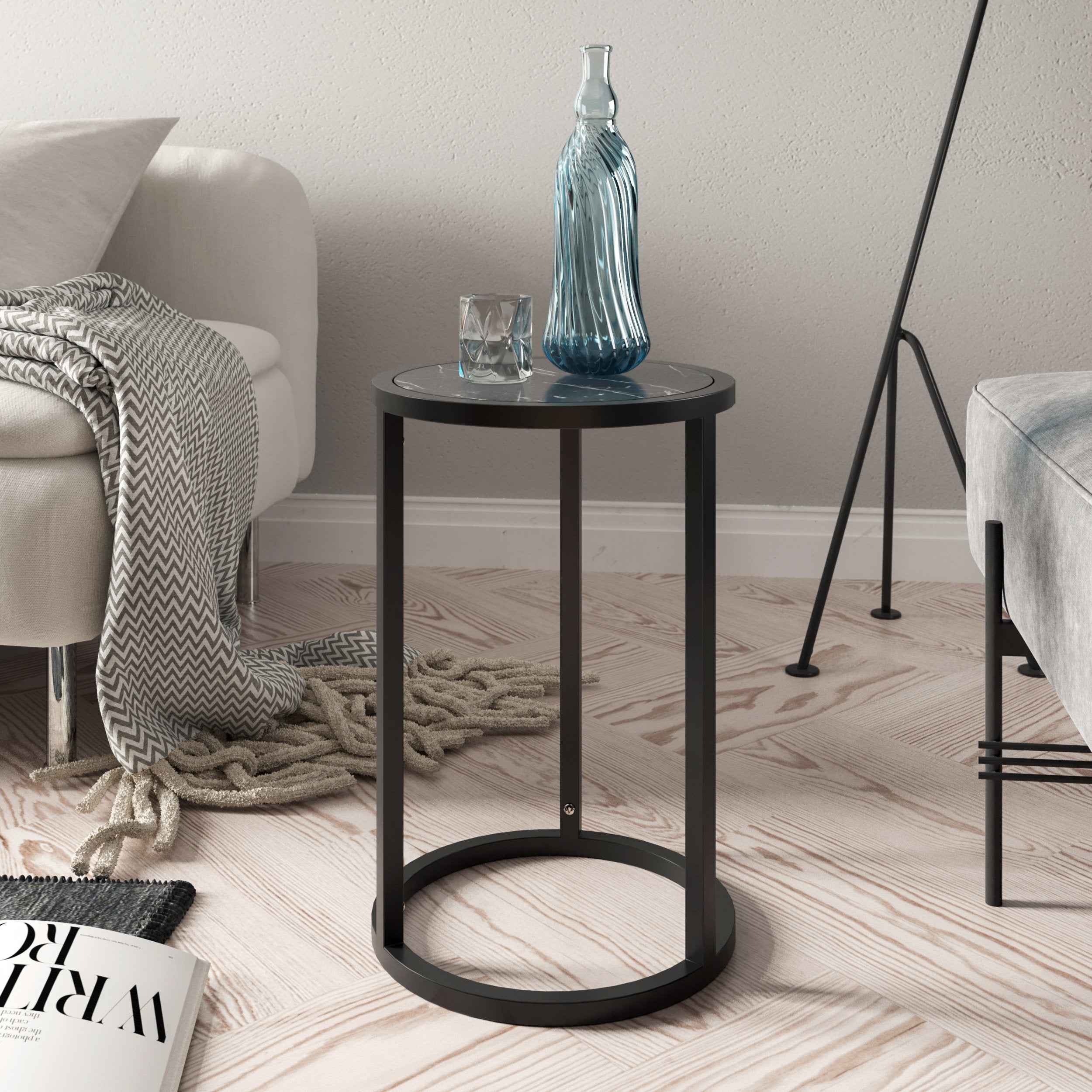 Tambur Metal Wood Side End Table - Decorotika