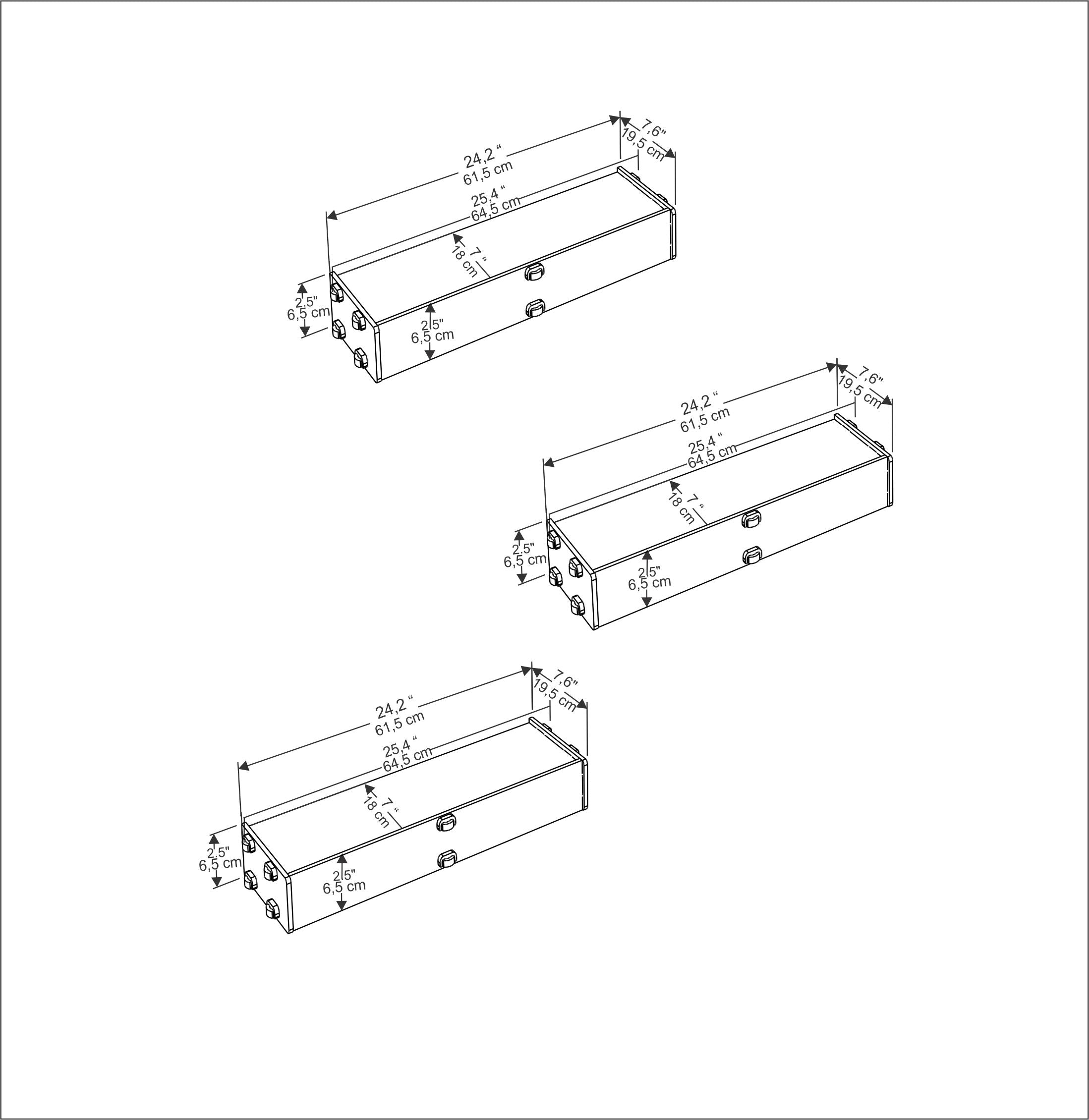 Hiko 3 Pieces Natural Oak Wall Mounted Shelves