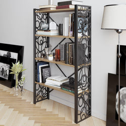 Lidya 58'' Tall Metal Wood Accent Bookcase - Decorotika