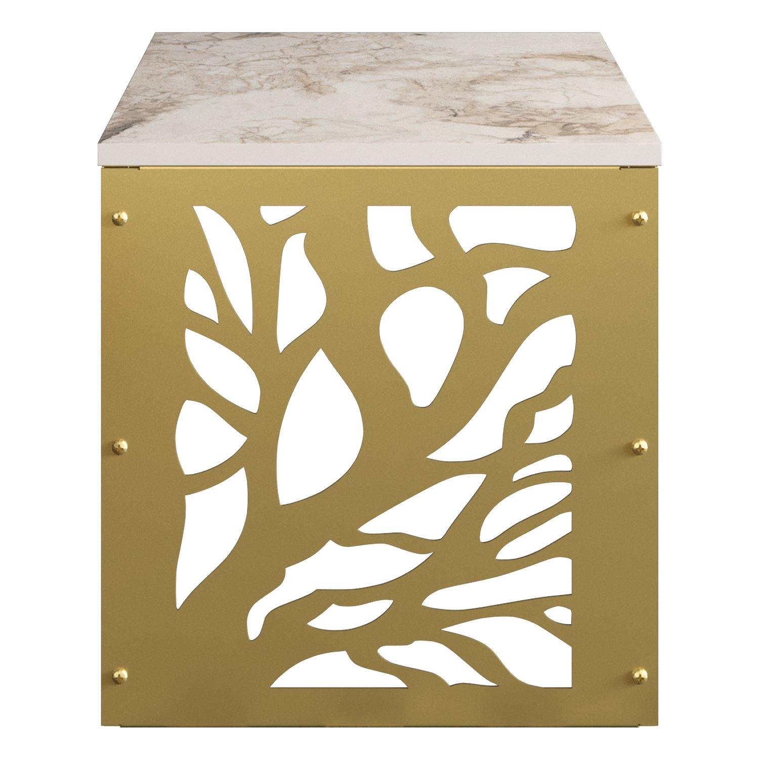 Toungfu Metal Wood Side End Table - Decorotika