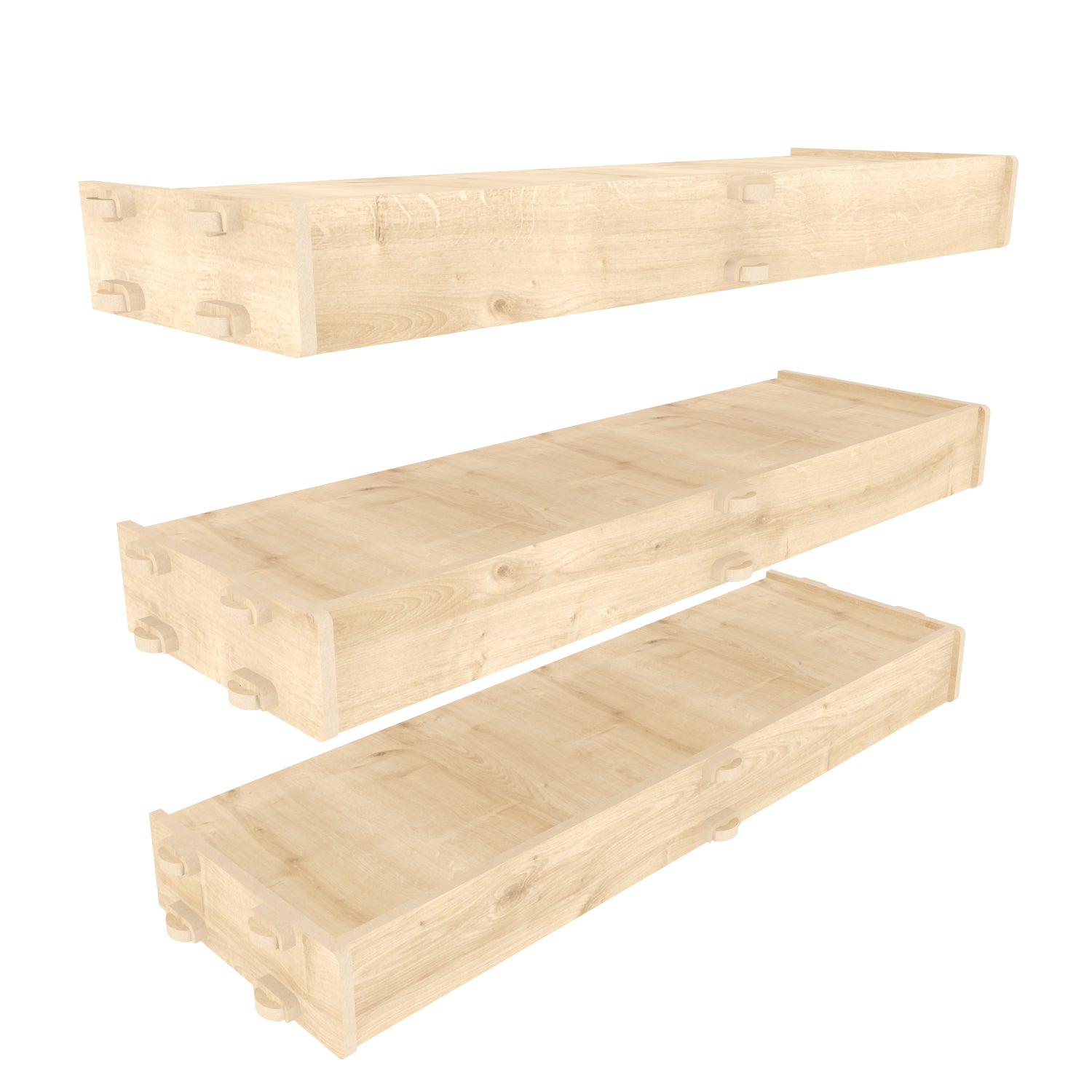 Hiko 3 Pieces Natural Oak Wall Mounted Shelves