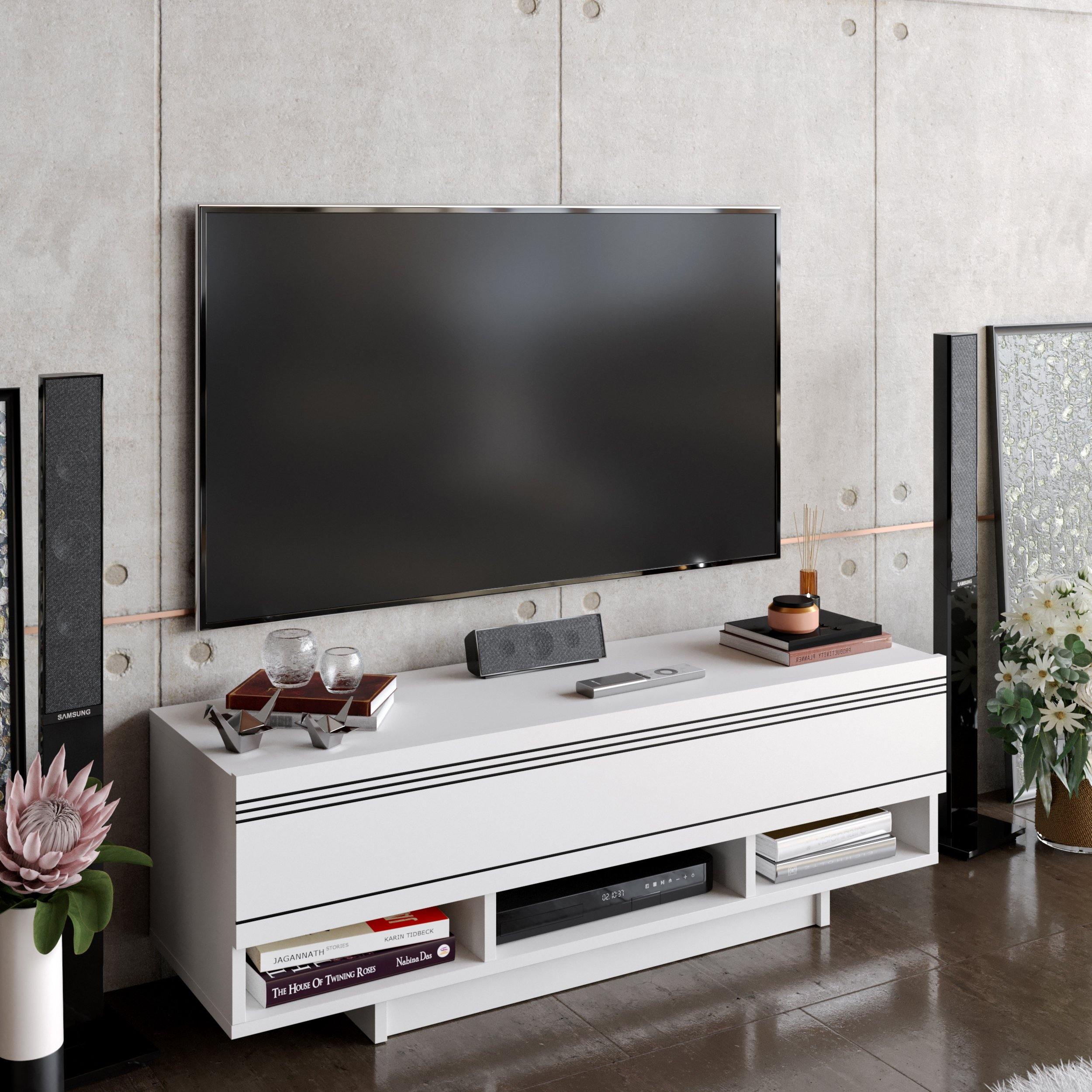 Celestia 47" TV Stand and Media Console with Cabinets and Open Shelves - Decorotika