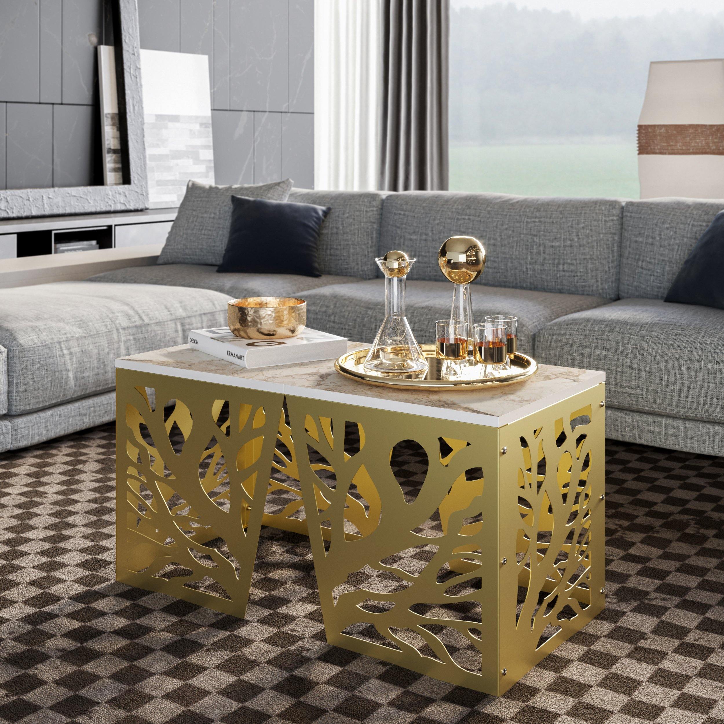 Toungfu Metal Wood Side End Table - Decorotika