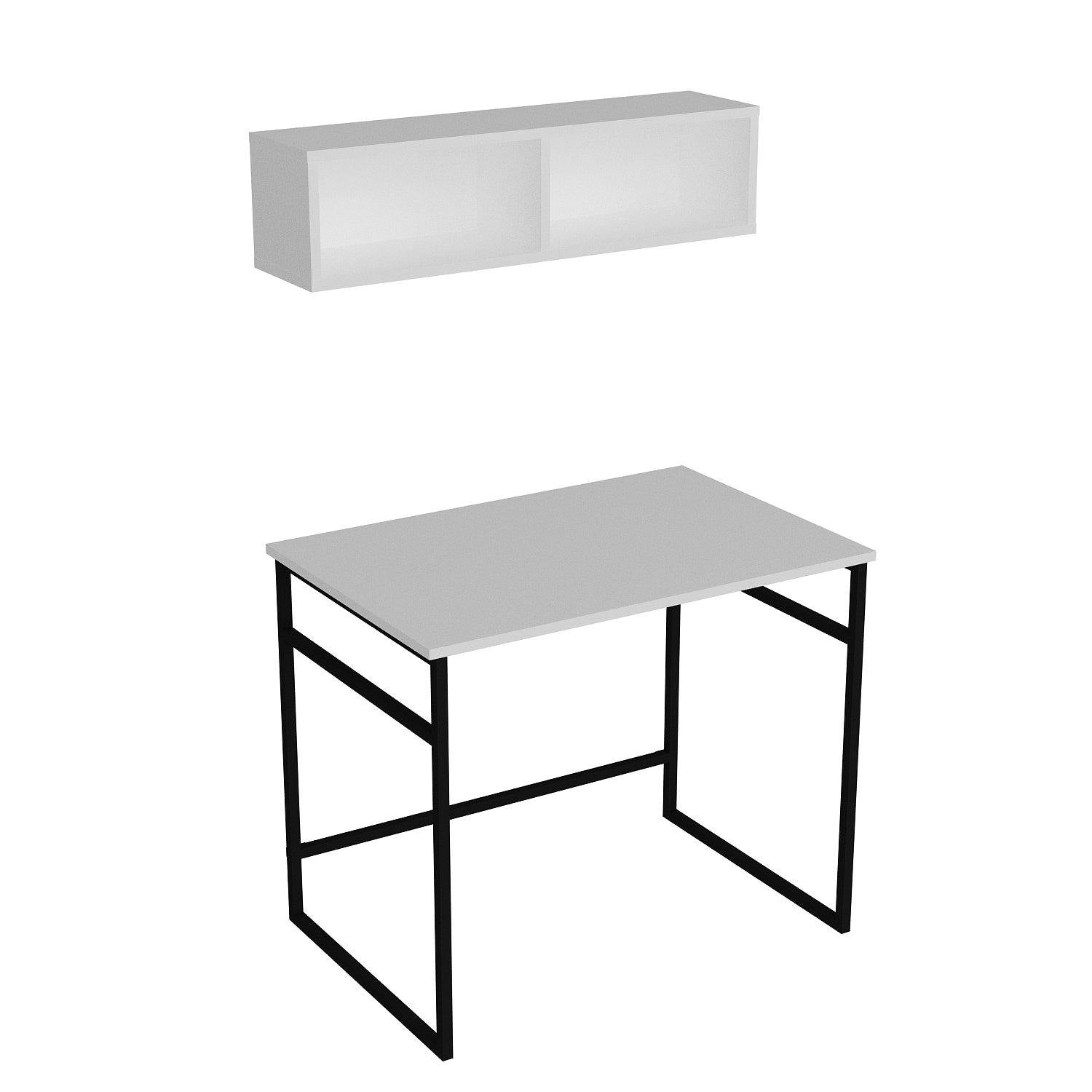 Gama 35" Wide Computer Desk with a Wall Cubby Shelf - Decorotika