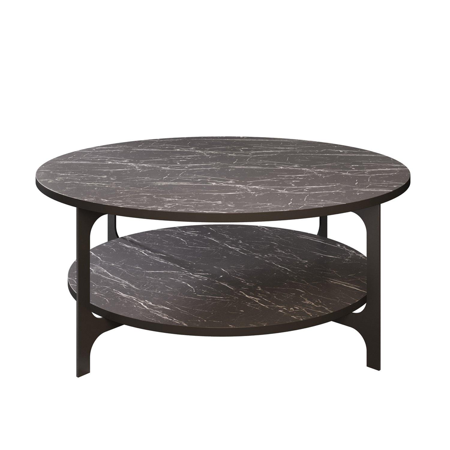 Versy Metal Wood Accent Round Coffee Table - Decorotika