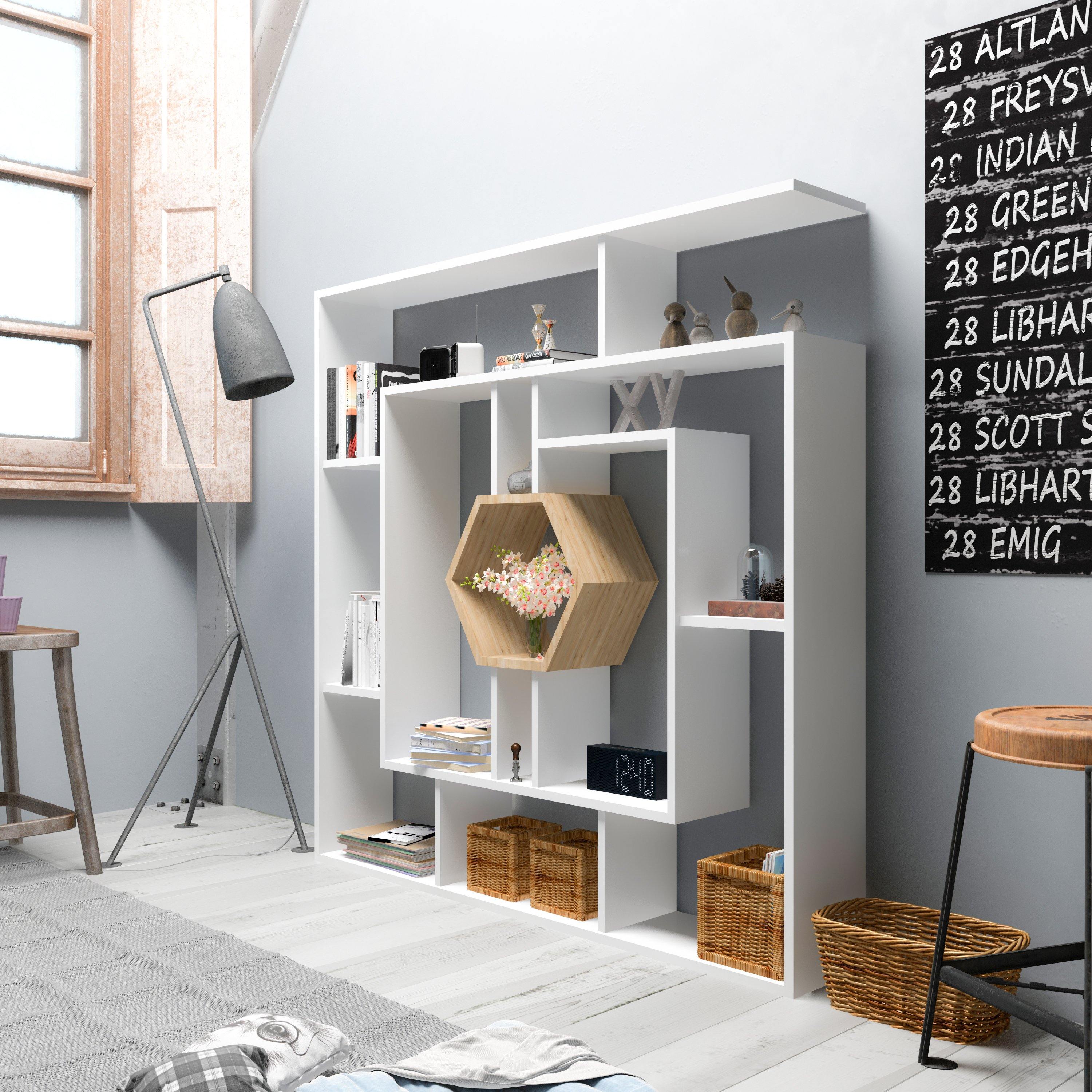 Labrina 53" Tall Unique Geometric Bookcase - Decorotika