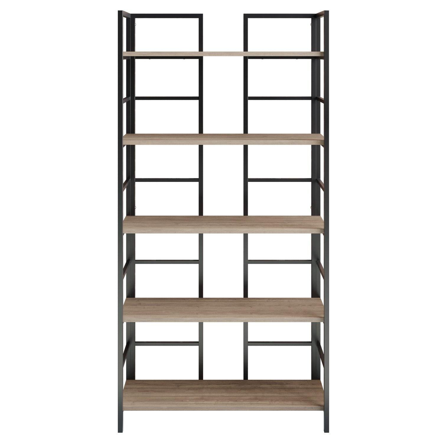 Tinleys 71" Tall Metal Engineered Wood Bookcase - Decorotika